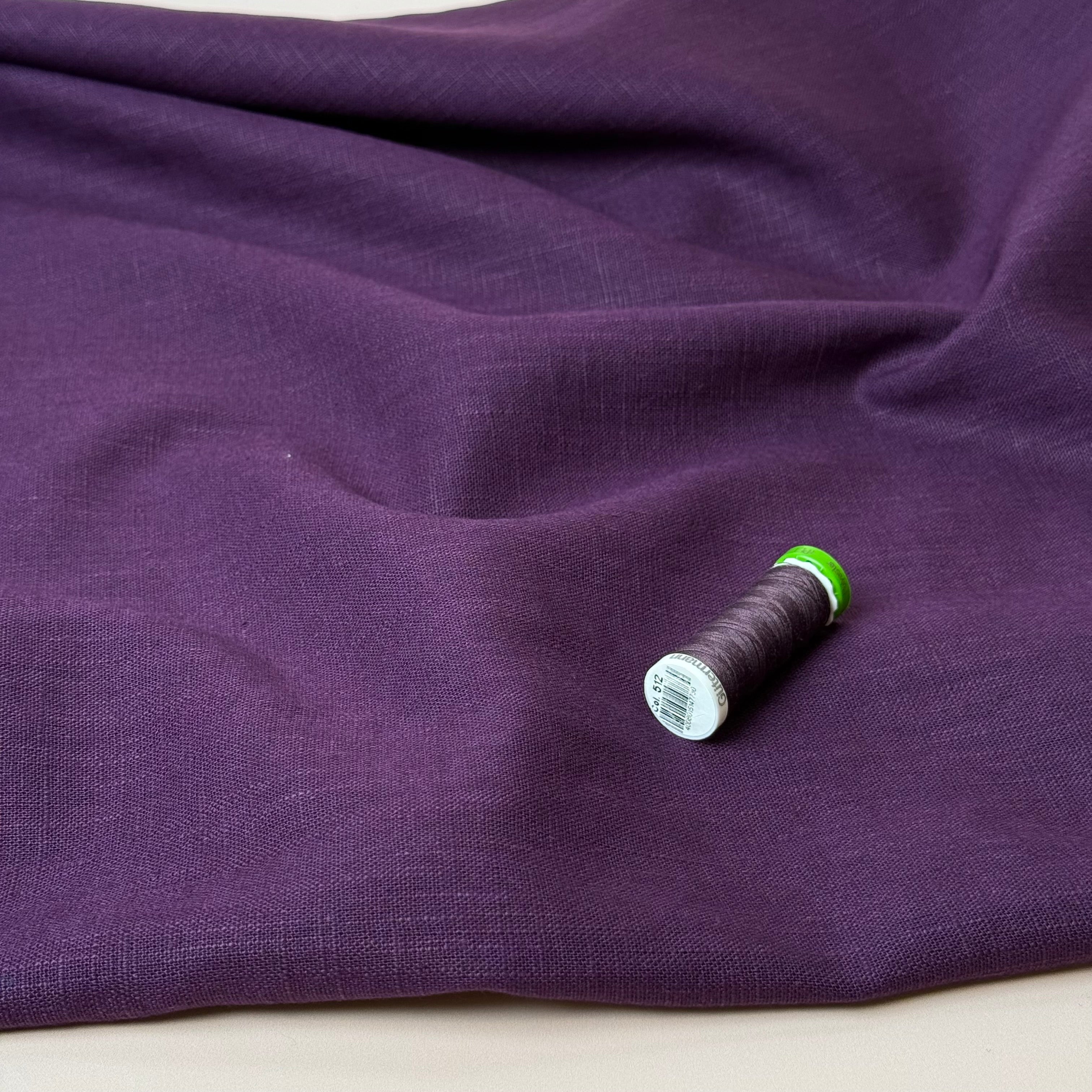 Breeze Deep Purple - Enzyme Washed Linen Fabric