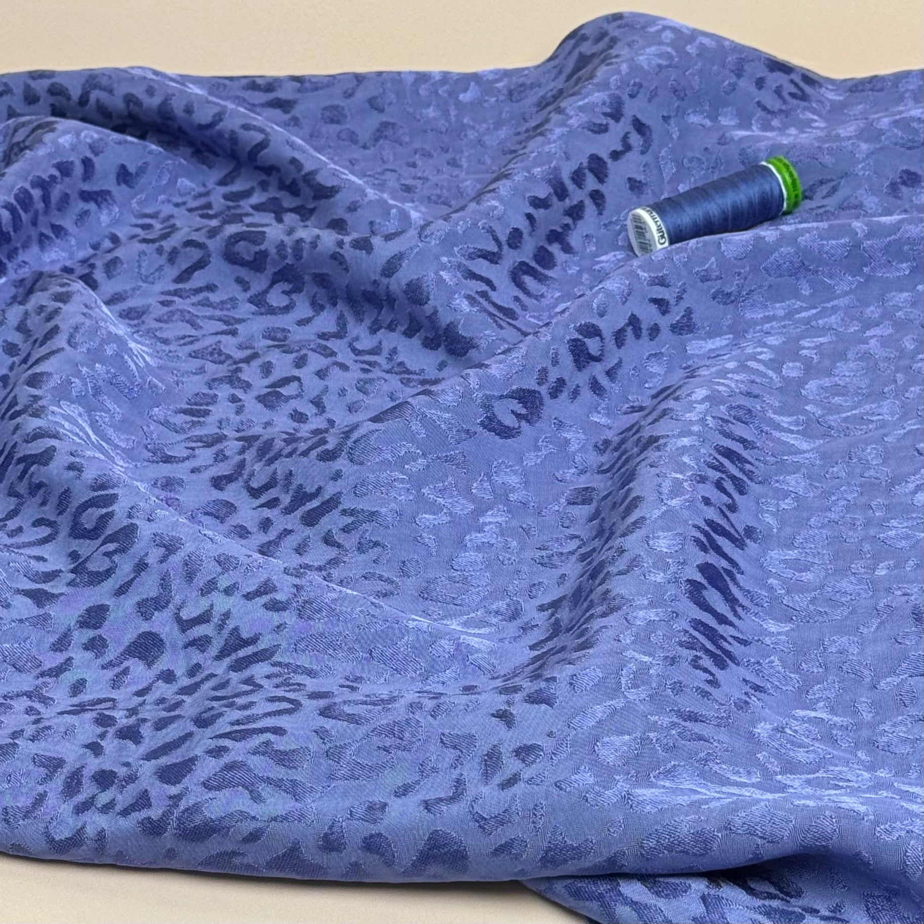 REMNANT 1.7 Metres - Purple with Animal Print Viscose Jacquard Sateen