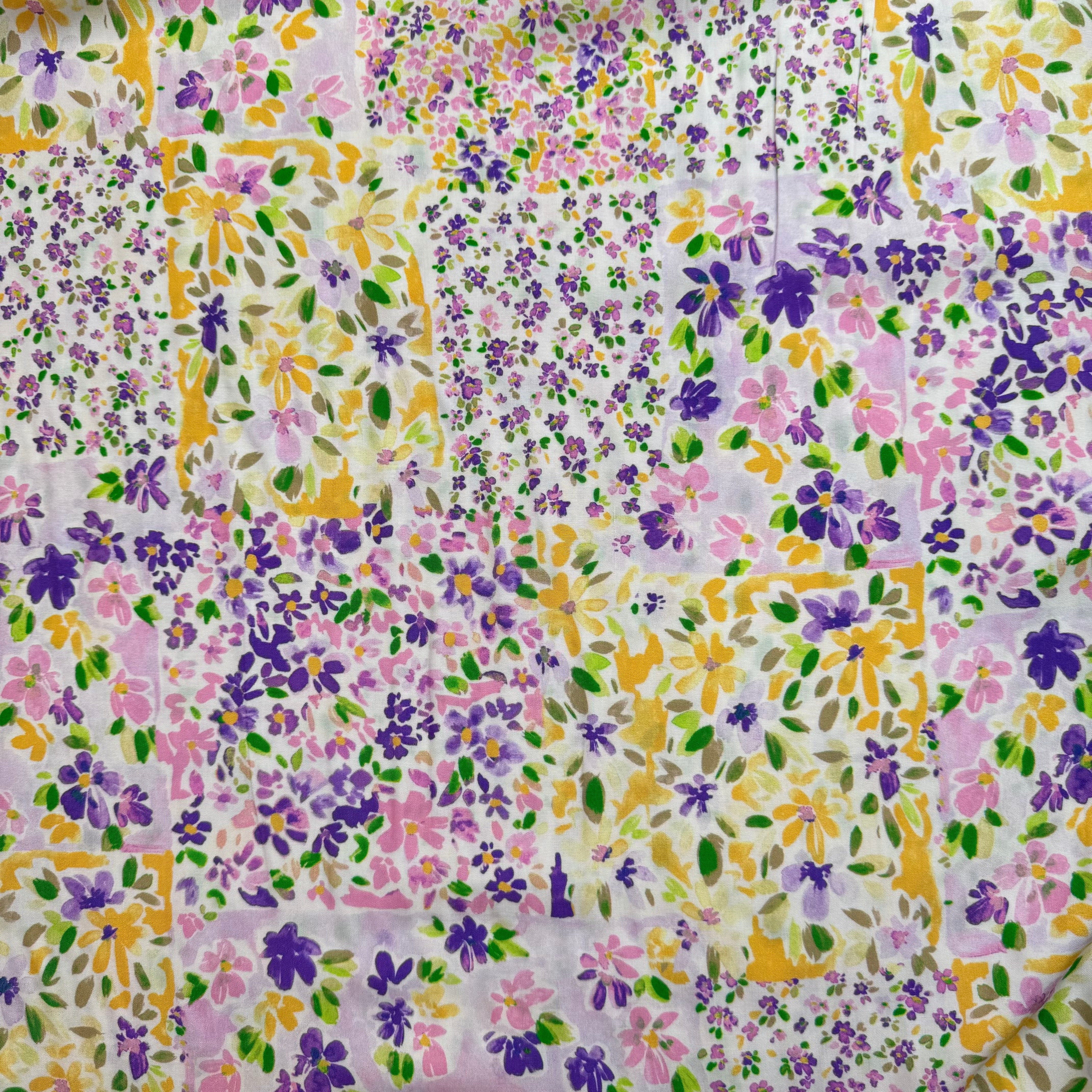 Cottage Garden Purple Viscose Fabric