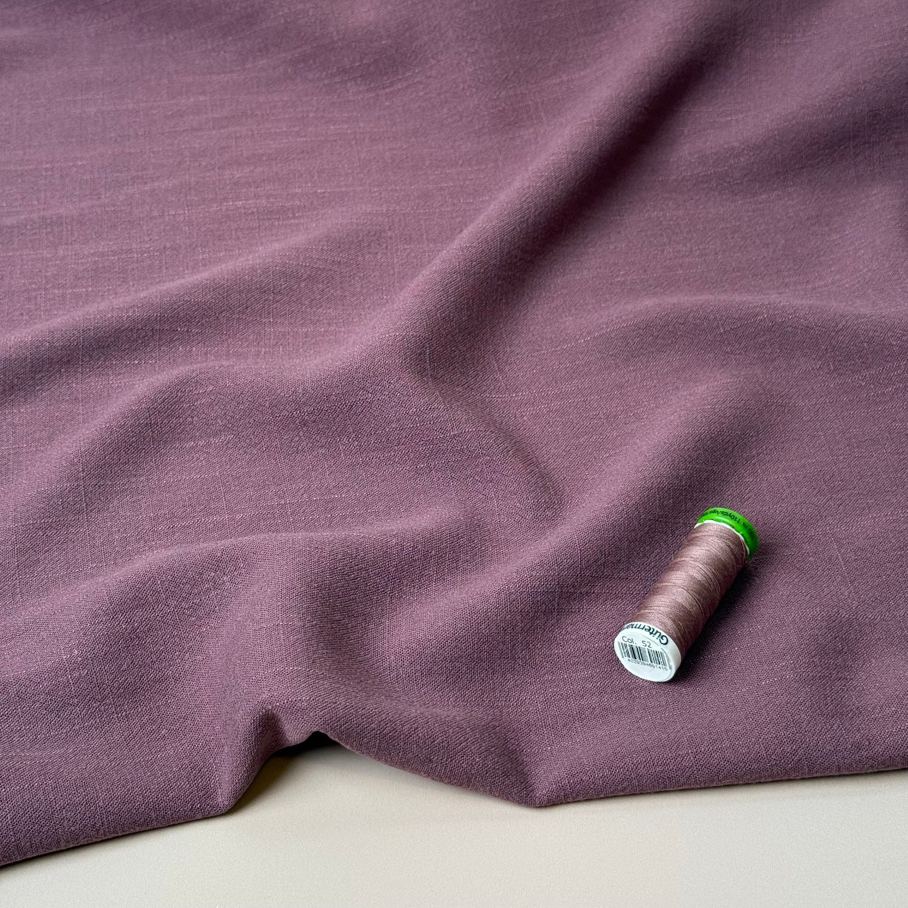 Flow Dusky Plum Viscose Linen Blend Dress Fabric