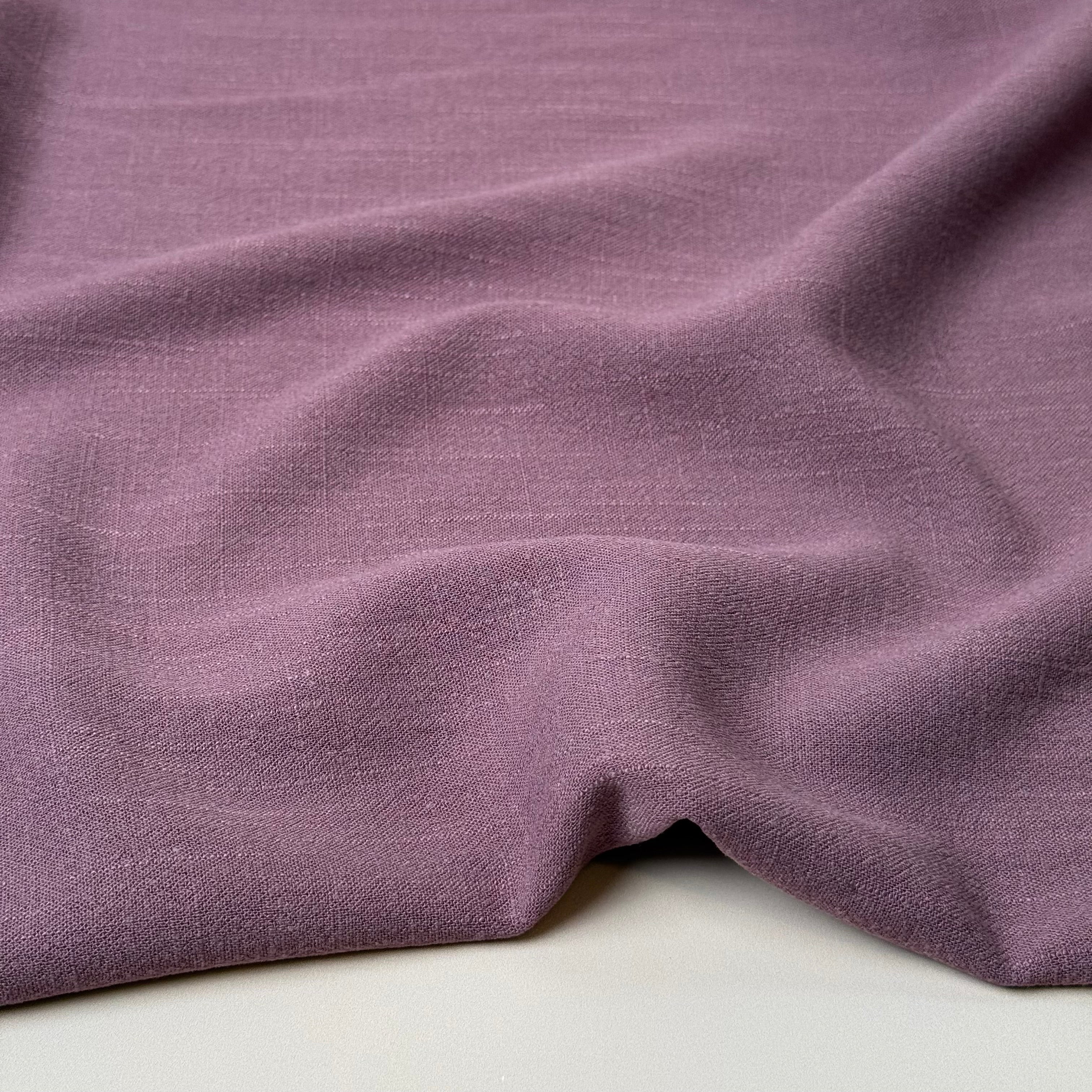 Flow Dusky Plum Viscose Linen Blend Dress Fabric