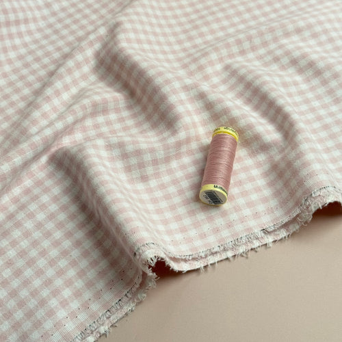 Mini Pink Gingham Yarn Dyed Brushed Cotton Flannel