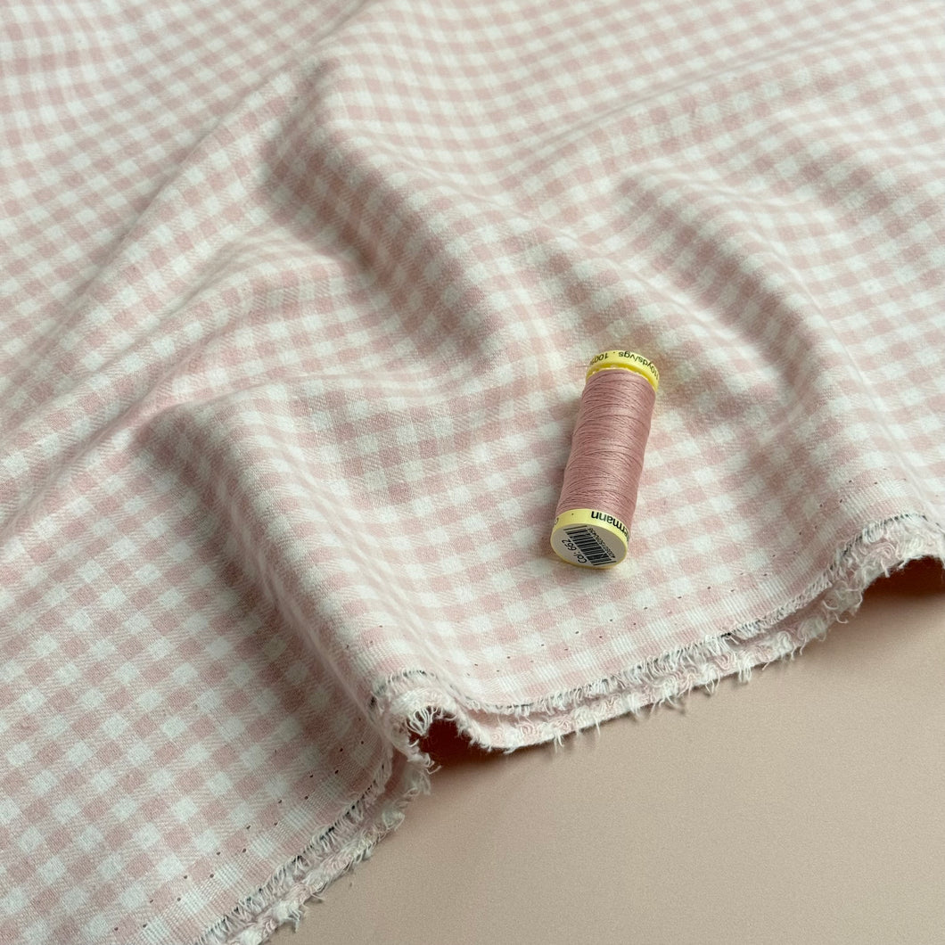 Mini Pink Gingham Yarn Dyed Brushed Cotton Flannel