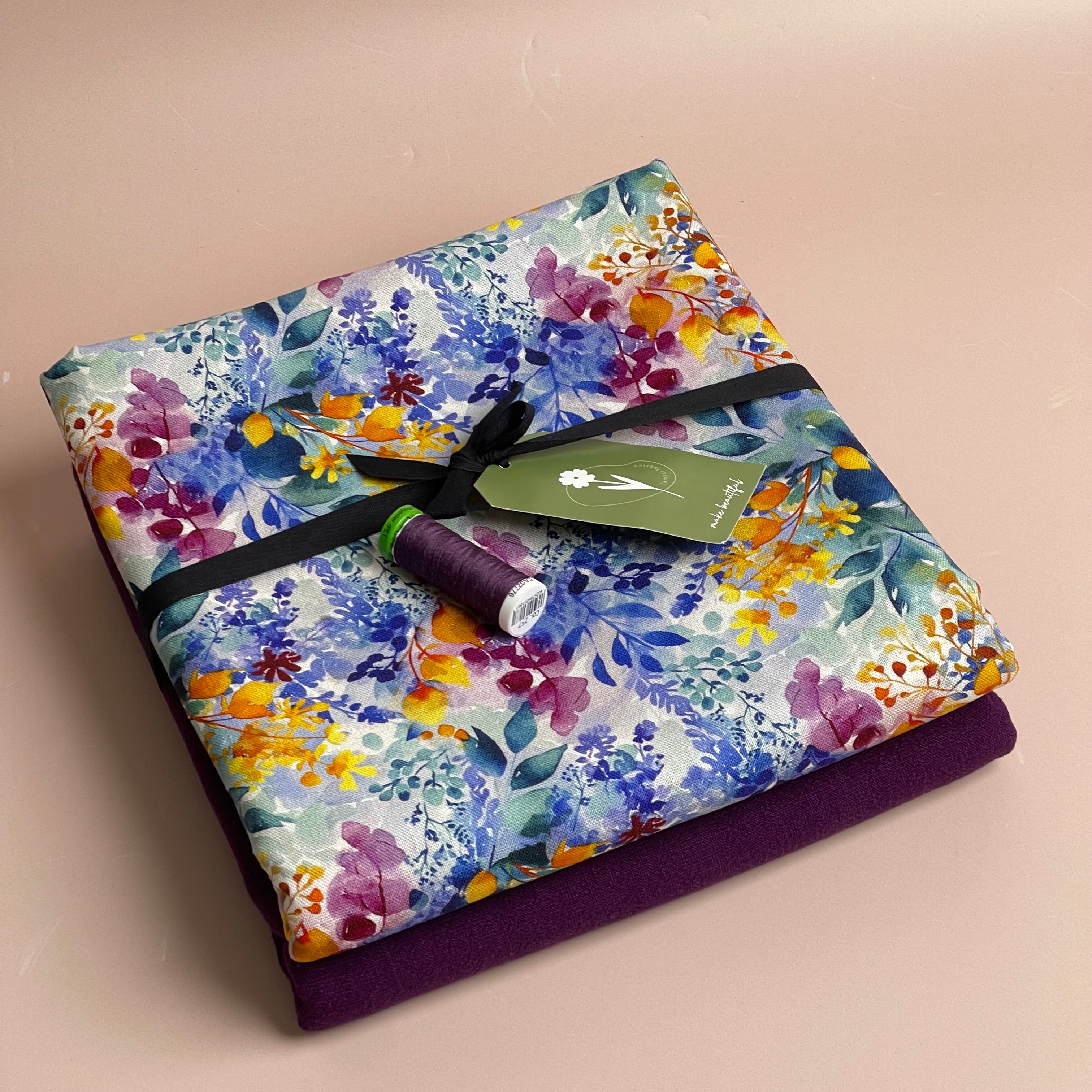 Make an Outfit Colour Bundle - Painted Petals Viscose Linen with Purple Flow Linen Blend