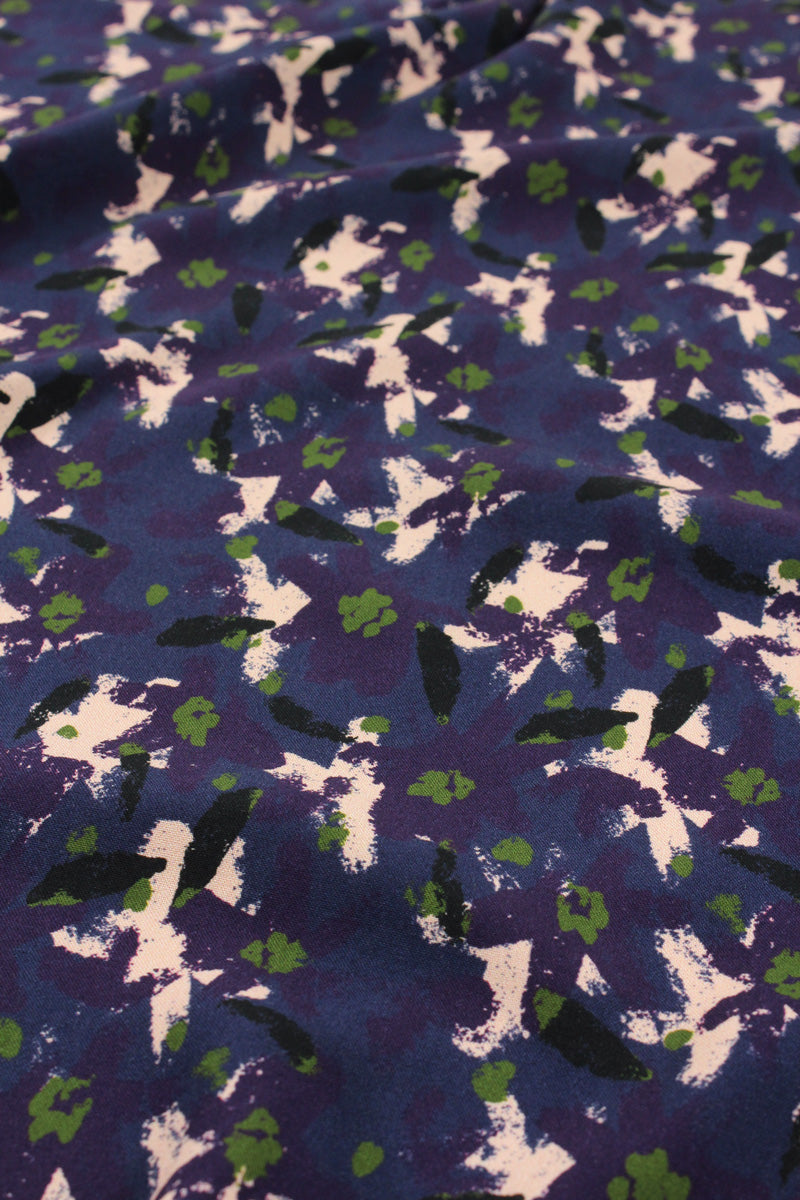 REMNANT 1.33 metres - Églantine & Zoé - Edel in Atlantic Blue Viscose Fabric