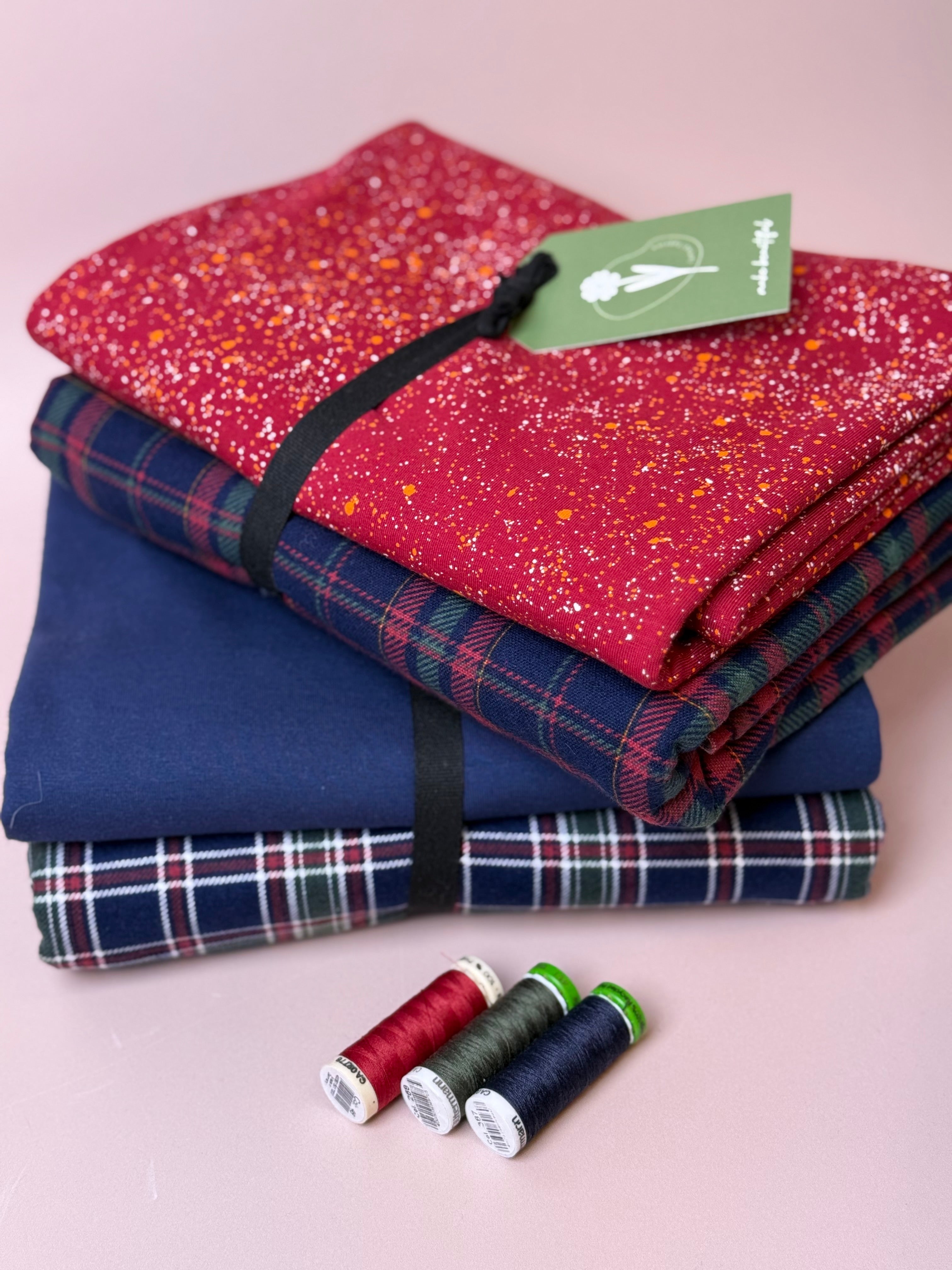 Limited Edition - Luxury Pyjama Kit with Green & Blue Checked Cotton Flannel and Jersey