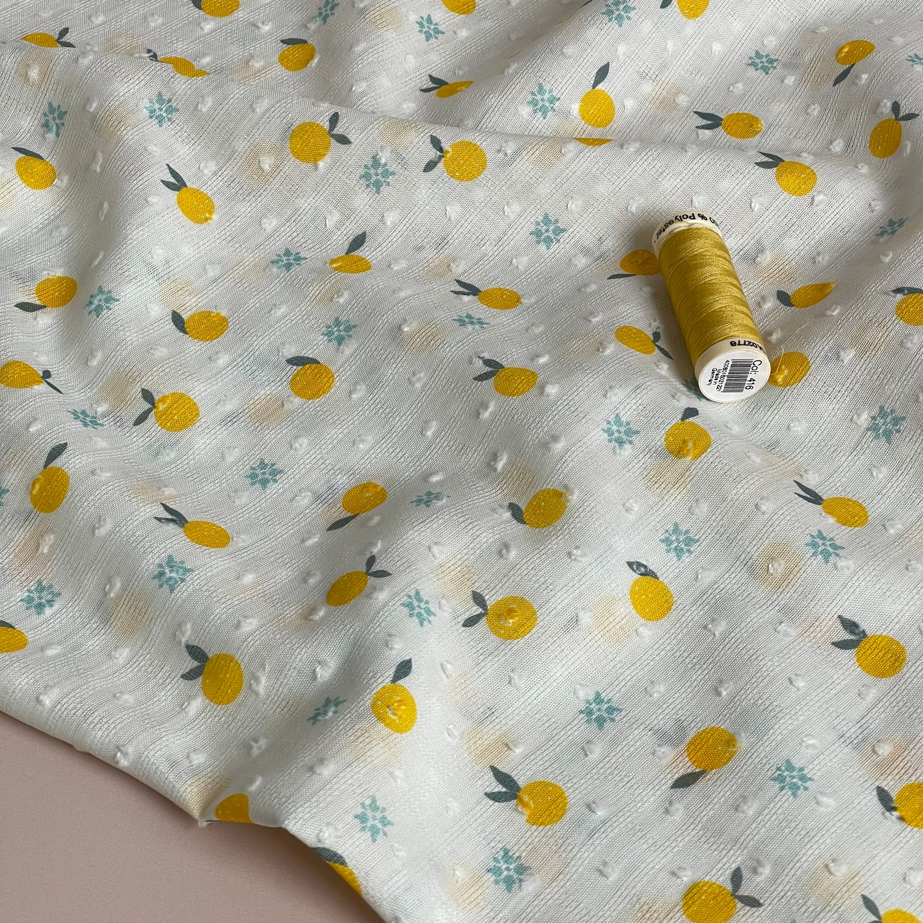 Oranges Cotton Dobby Check Fabric