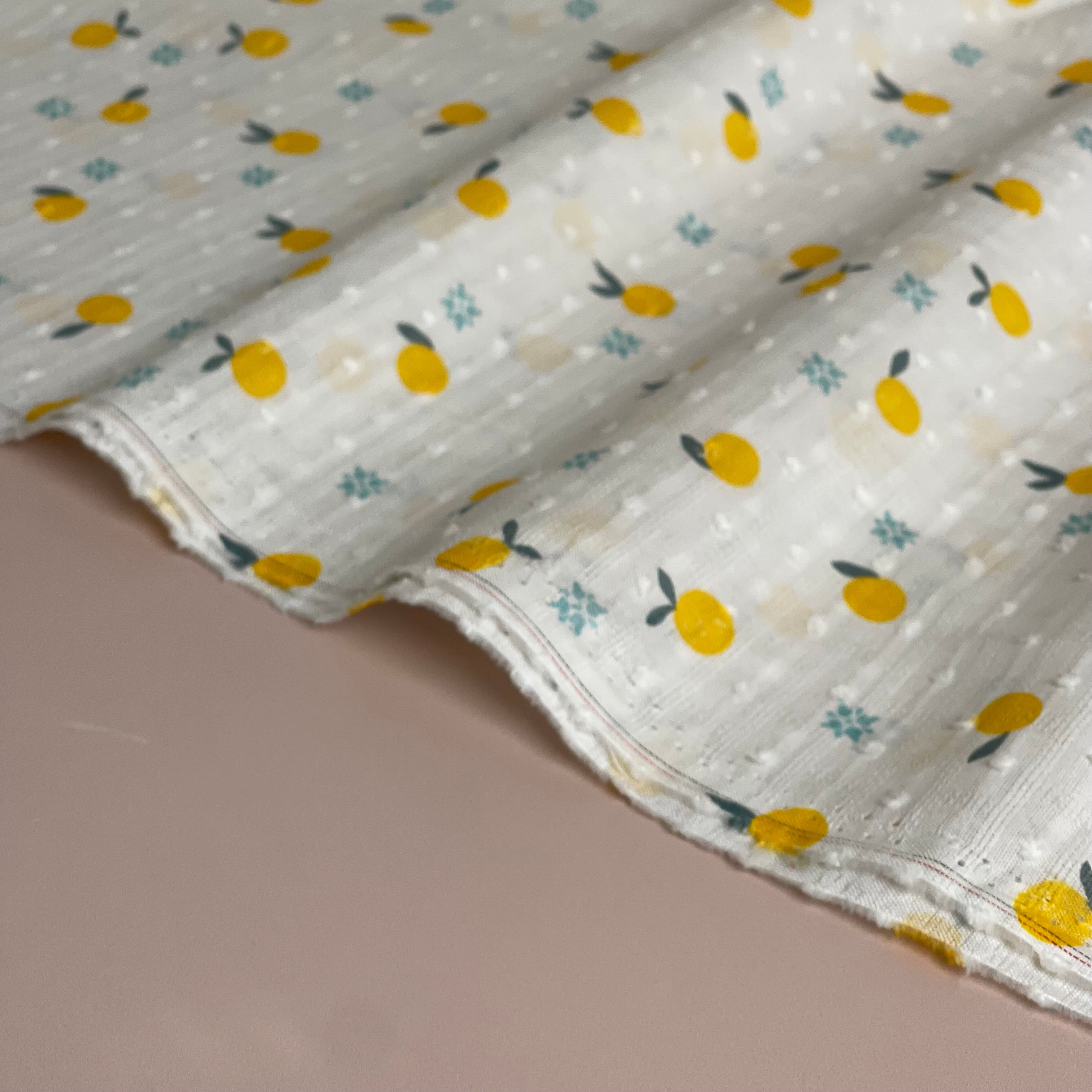 Oranges Cotton Dobby Check Fabric