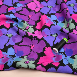 Pansies Purple Viscose Fabric