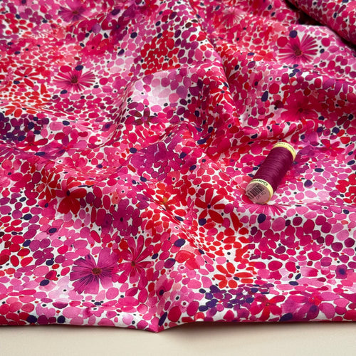 Painted Meadow Pink Cotton Voile Fabric