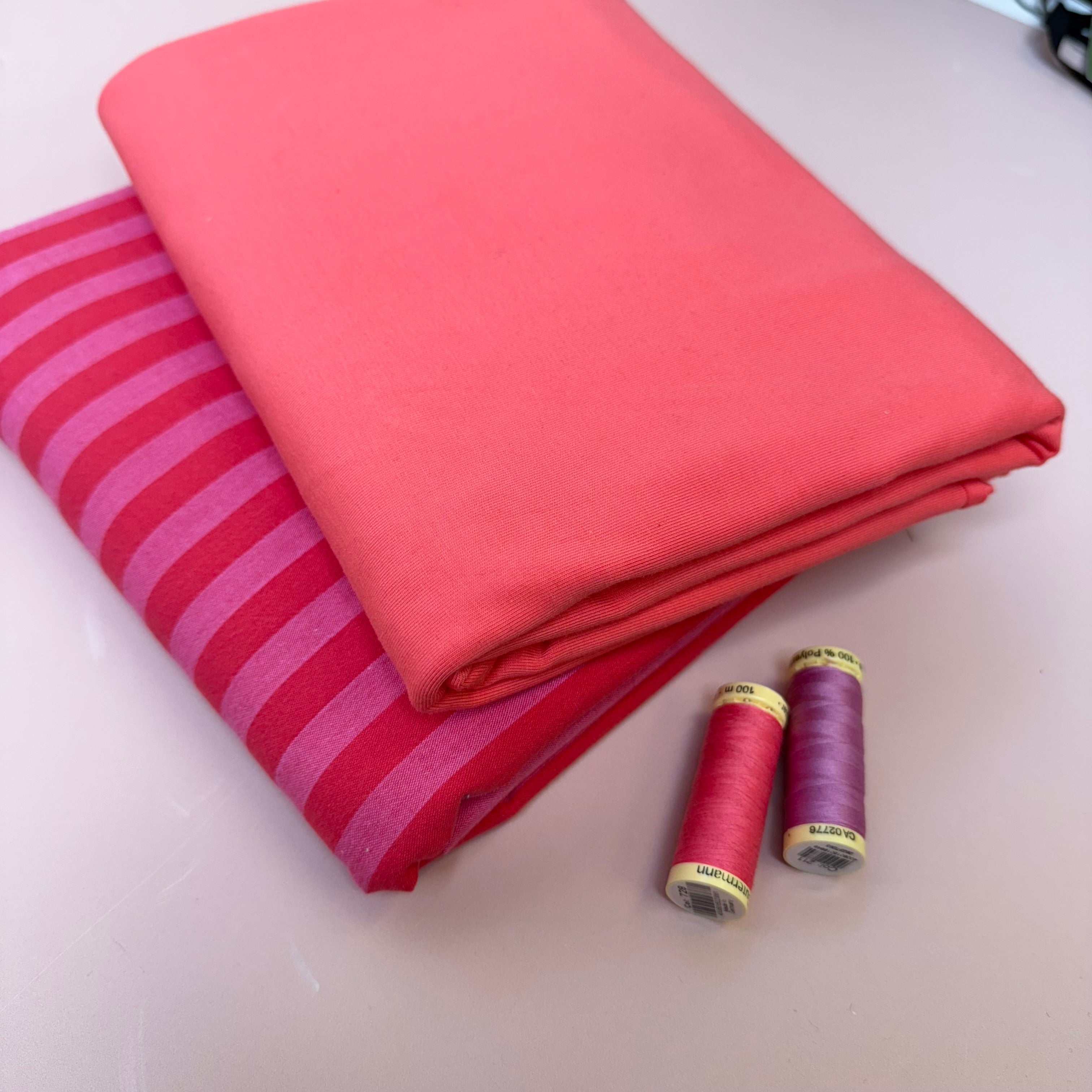 Limited Edition - Luxury Pyjama Kit with Flamingo Stripes Washed Cotton and Jersey