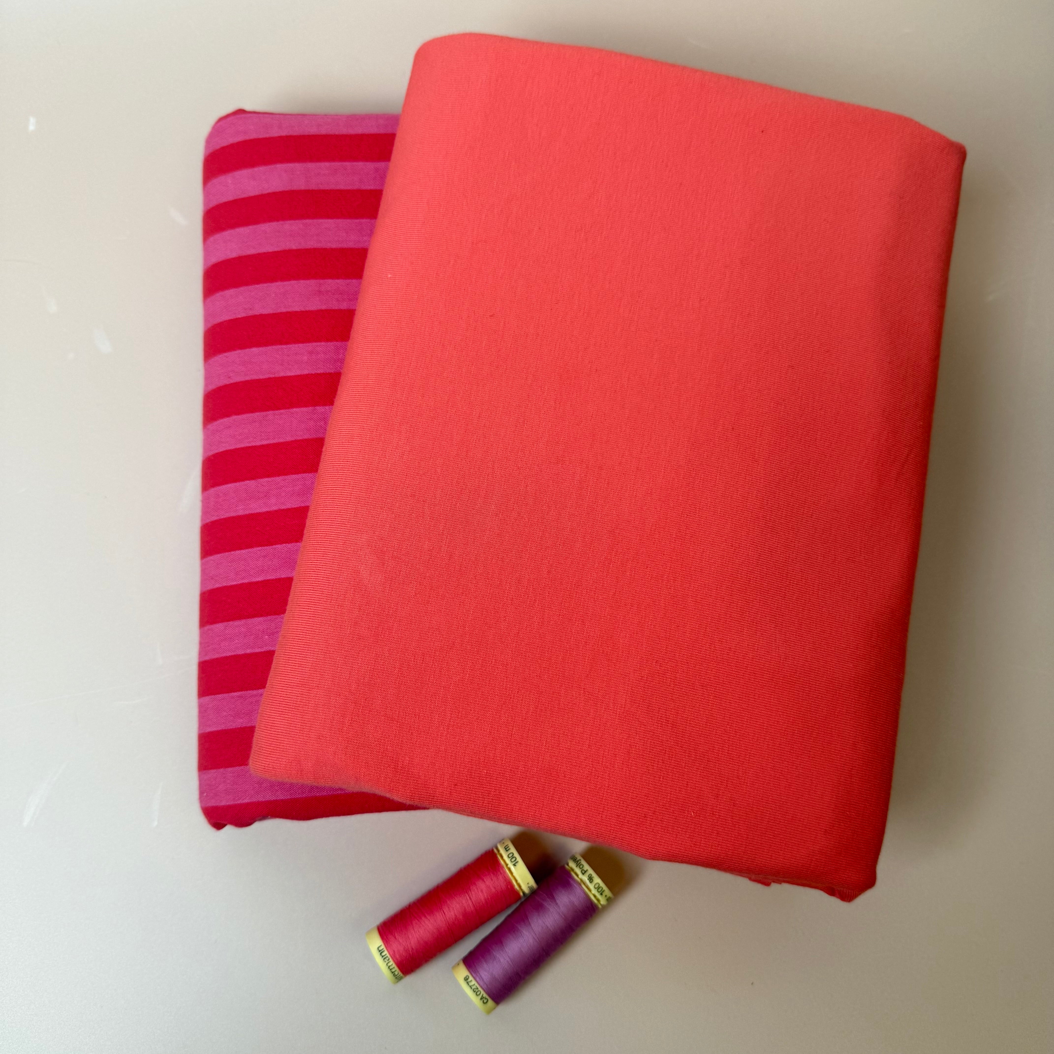 Limited Edition - Luxury Pyjama Kit with Flamingo Stripes Washed Cotton and Jersey