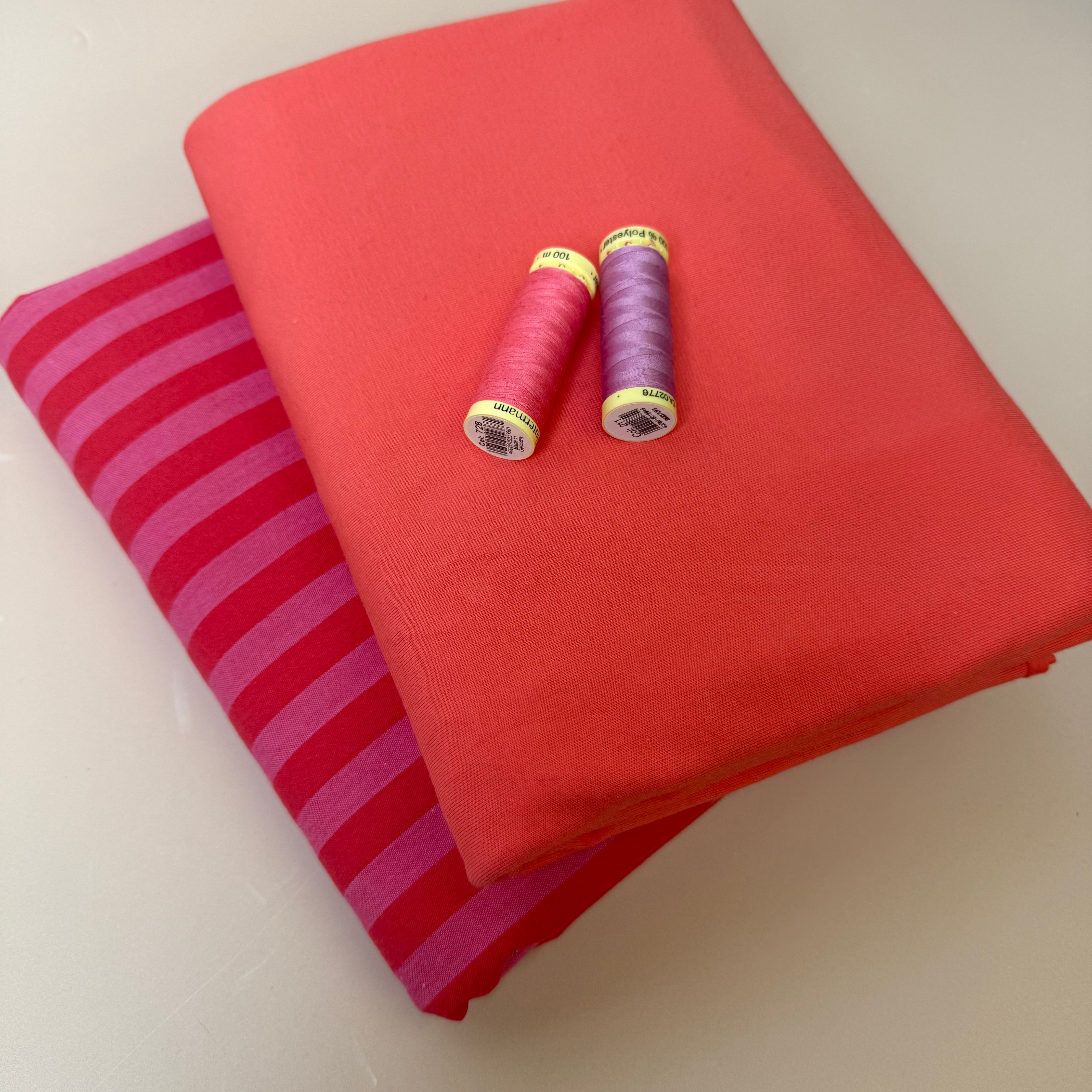 Limited Edition - Luxury Pyjama Kit with Flamingo Stripes Washed Cotton and Jersey