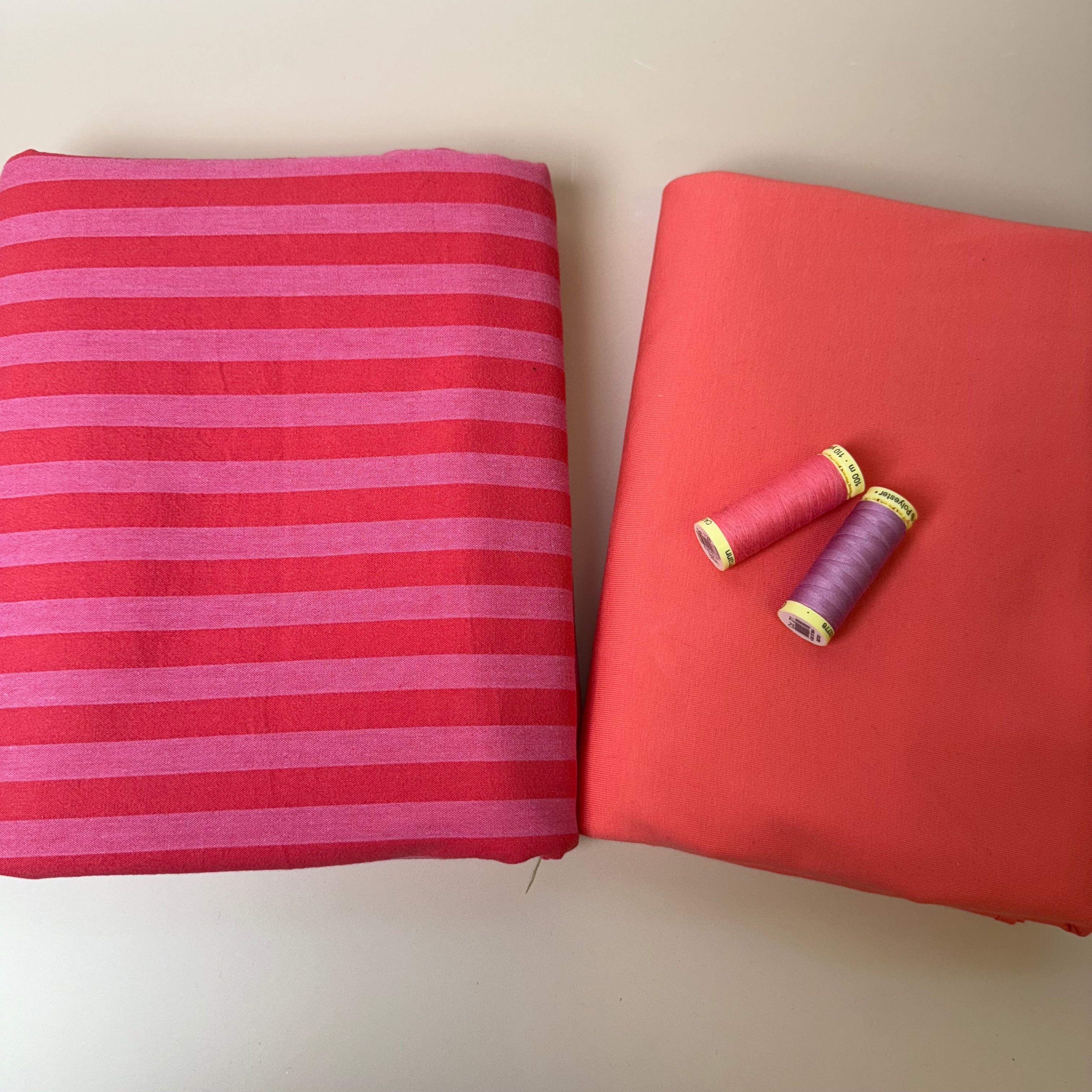 Limited Edition - Luxury Pyjama Kit with Flamingo Stripes Washed Cotton and Jersey