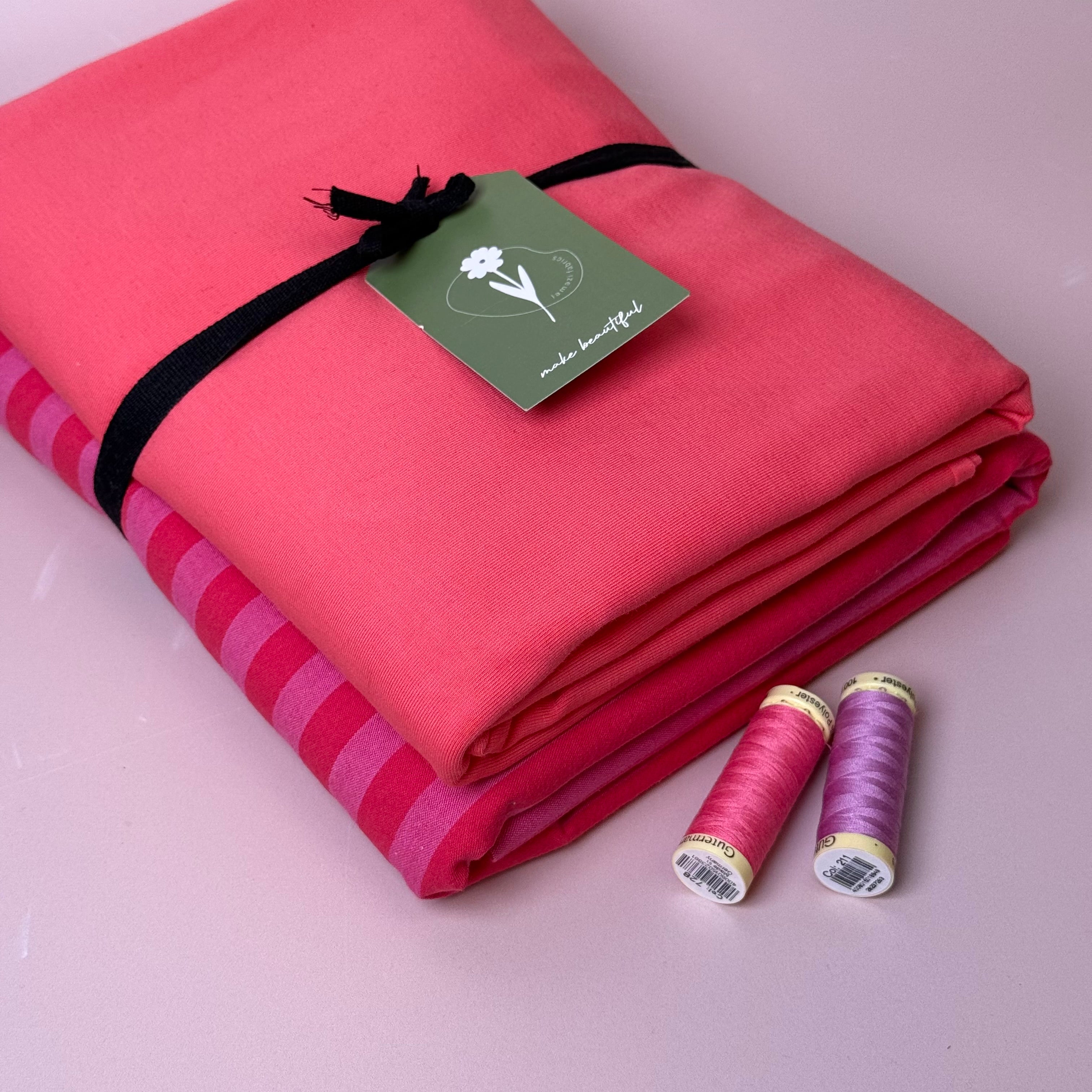 Limited Edition - Luxury Pyjama Kit with Flamingo Stripes Washed Cotton and Jersey