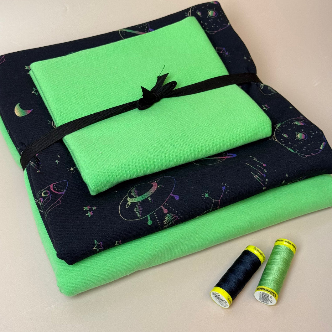 Make an Outfit Colour Bundle - Galaxy & Plain Cotton Sweat-shirting with Ribbing