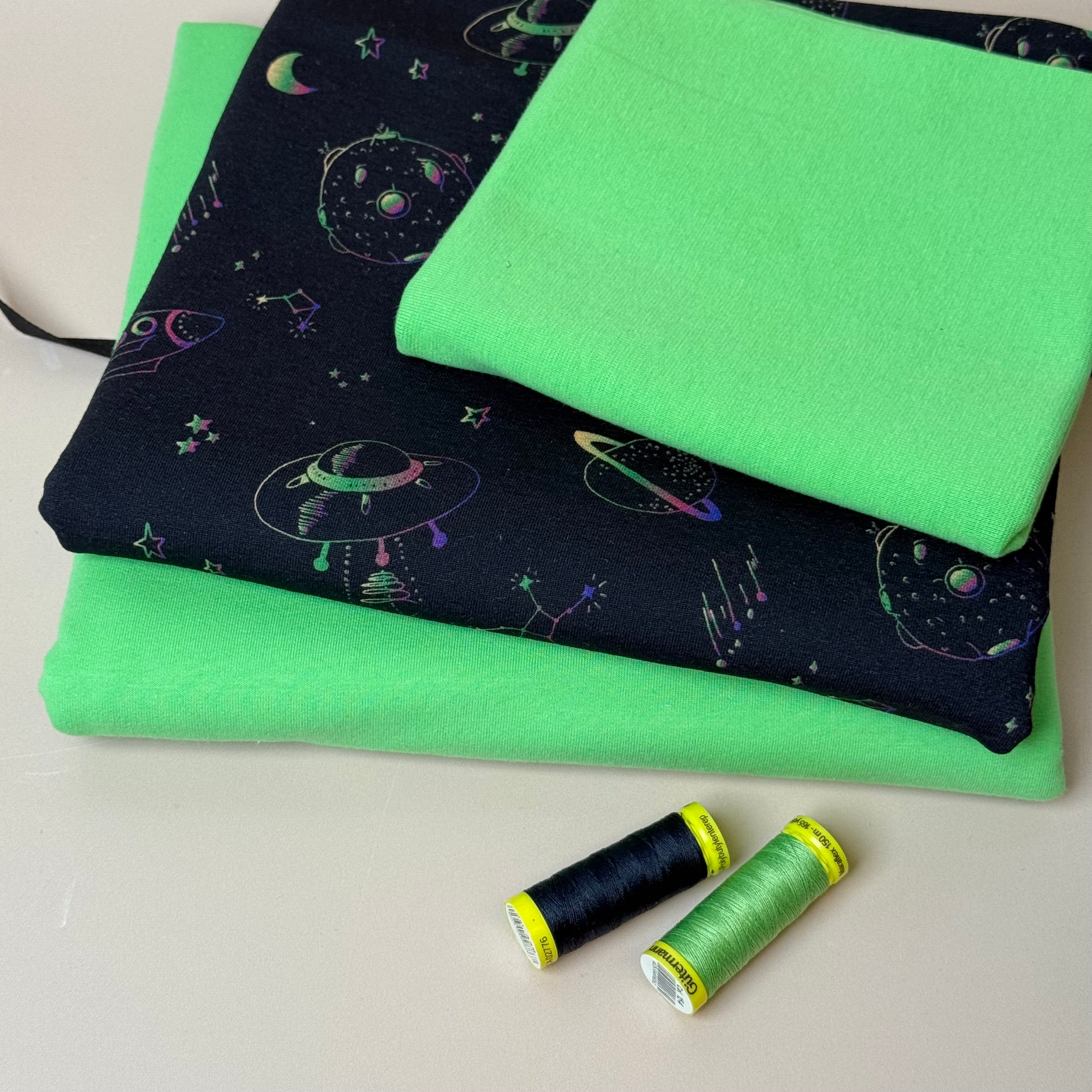 Make an Outfit Colour Bundle - Galaxy & Plain Cotton Sweat-shirting with Ribbing