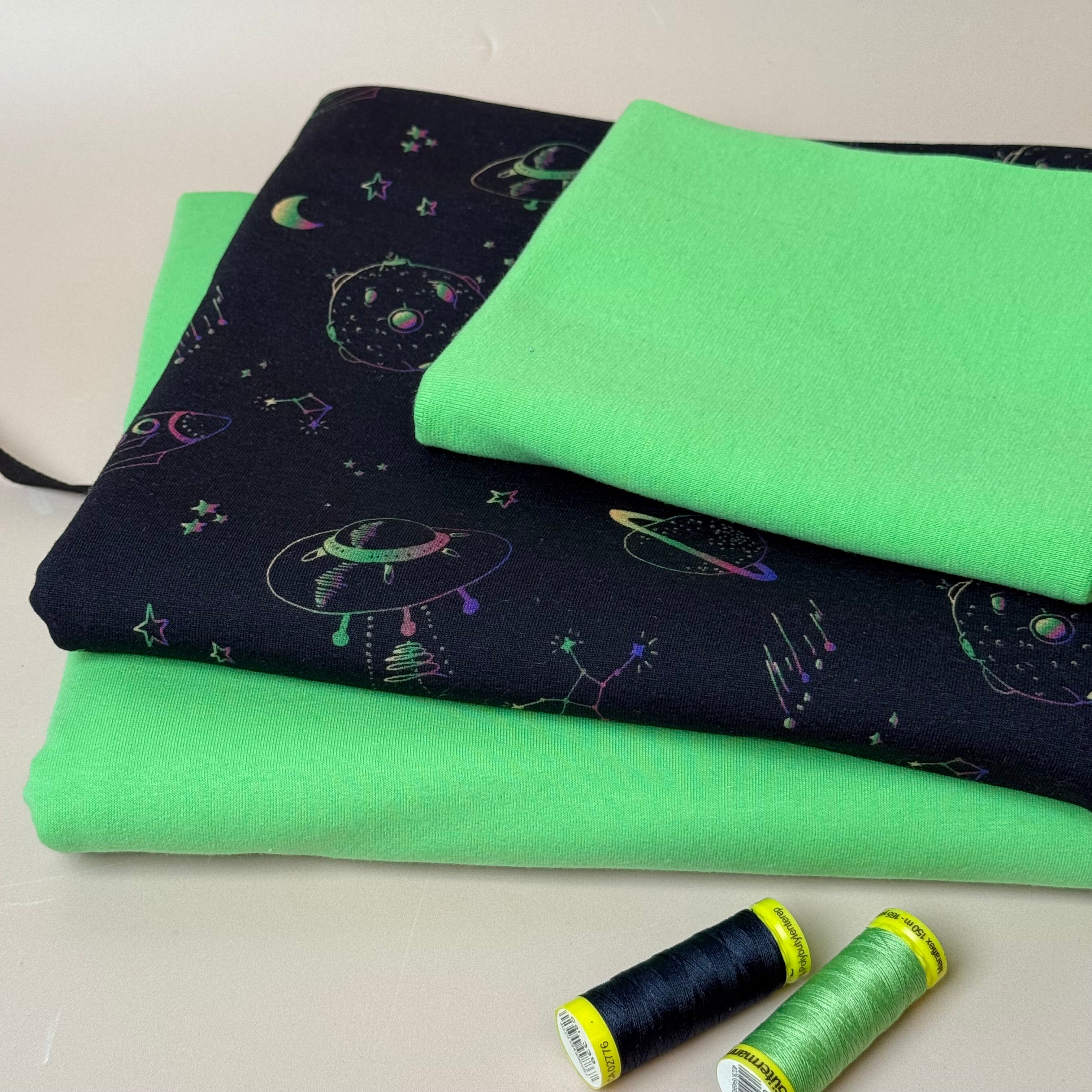 Make an Outfit Colour Bundle - Galaxy & Plain Cotton Sweat-shirting with Ribbing