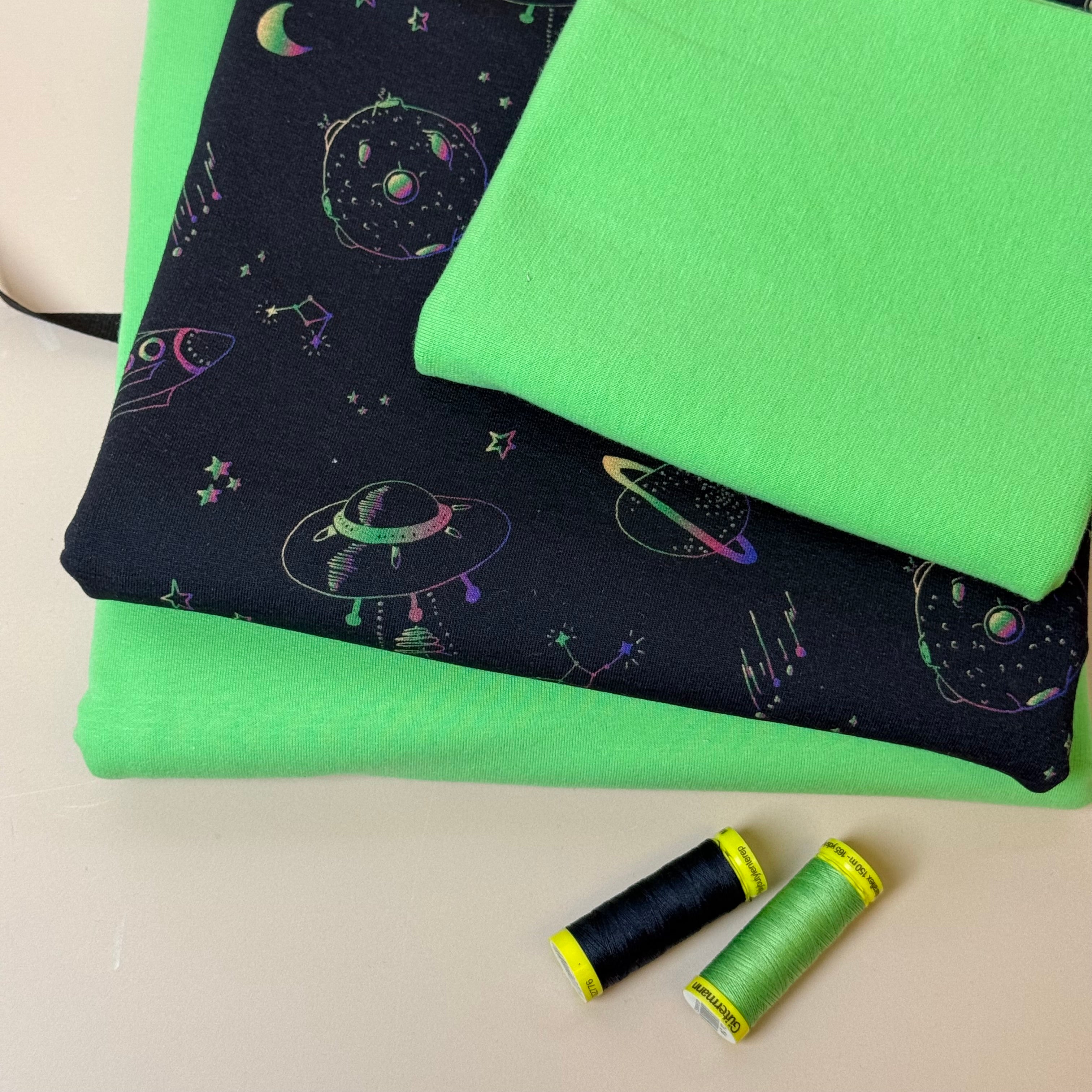 Make an Outfit Colour Bundle - Galaxy & Plain Cotton Sweat-shirting with Ribbing