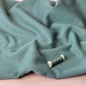 Sparkle Sage Green Cotton Sweat-Shirting with Lurex