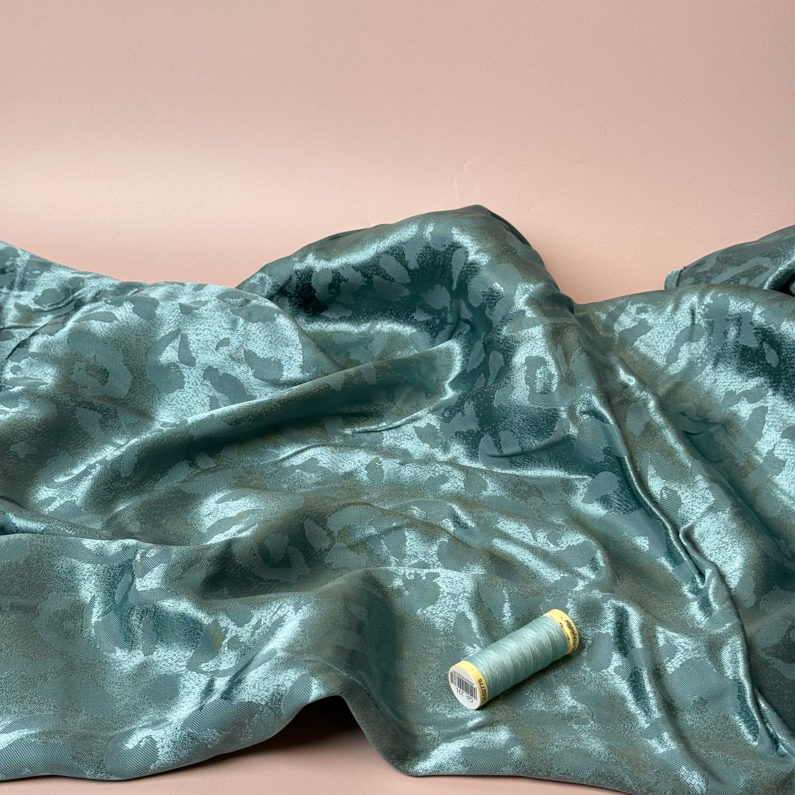 Abstract Animal Cupro Blend Jacquard in Sage