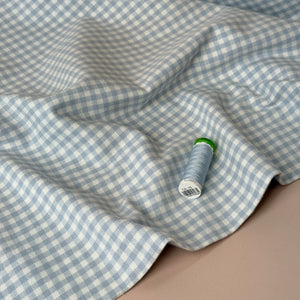 Mini Icy Blue Gingham Yarn Dyed Brushed Cotton Flannel