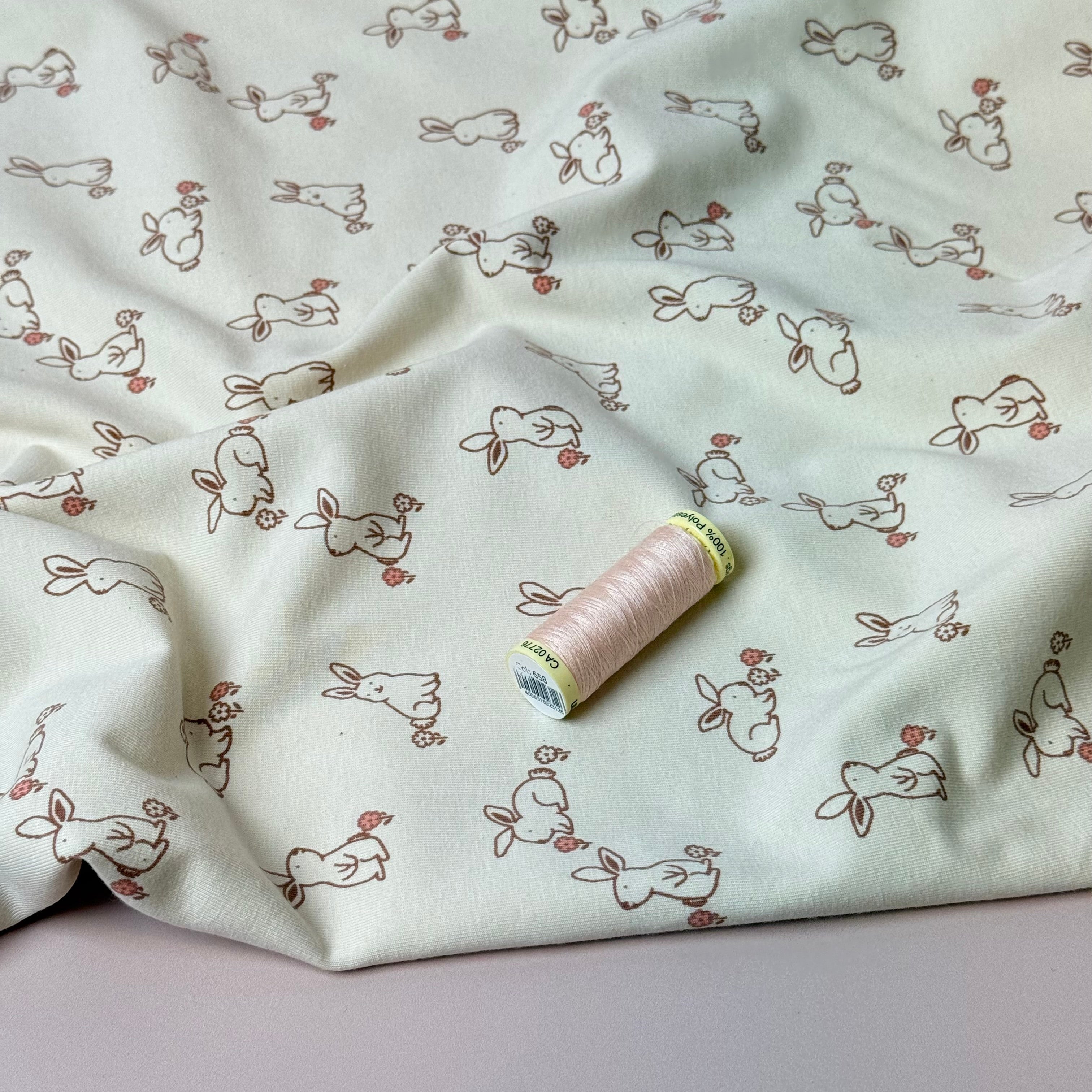 Cute Bunnies Natural GOTS Organic Cotton Jersey