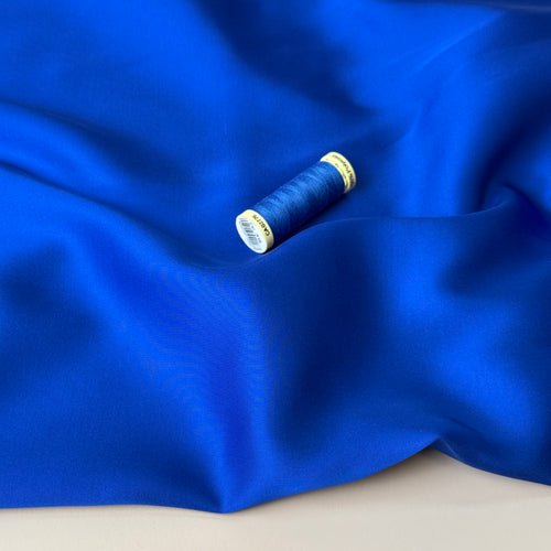 REMNANT 0.48 Metre - Royal Blue Solid Viscose Sateen Fabric