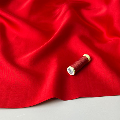 Scarlet Red Solid Viscose Sateen Fabric