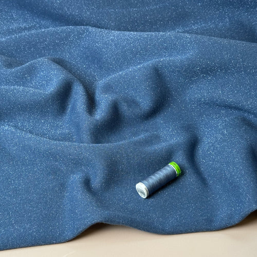 Sparkle Blue Cotton Sweat-Shirting with Lurex
