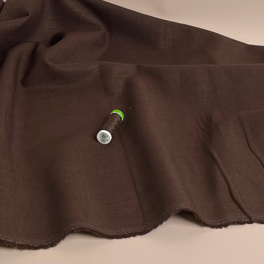 Breeze Chocolate Brown - Enzyme Washed Linen Cotton Fabric