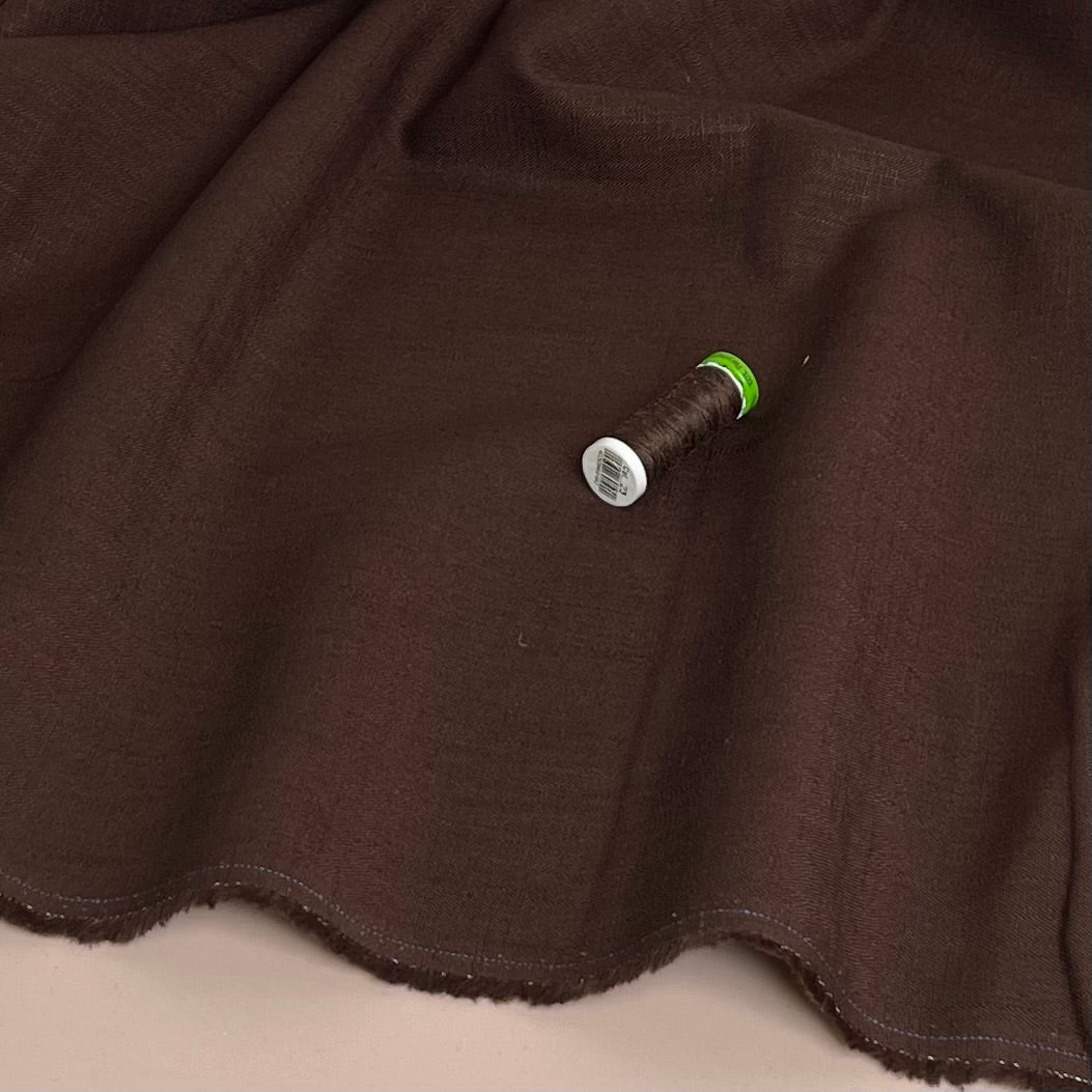 Breeze Chocolate Brown - Enzyme Washed Linen Cotton Fabric