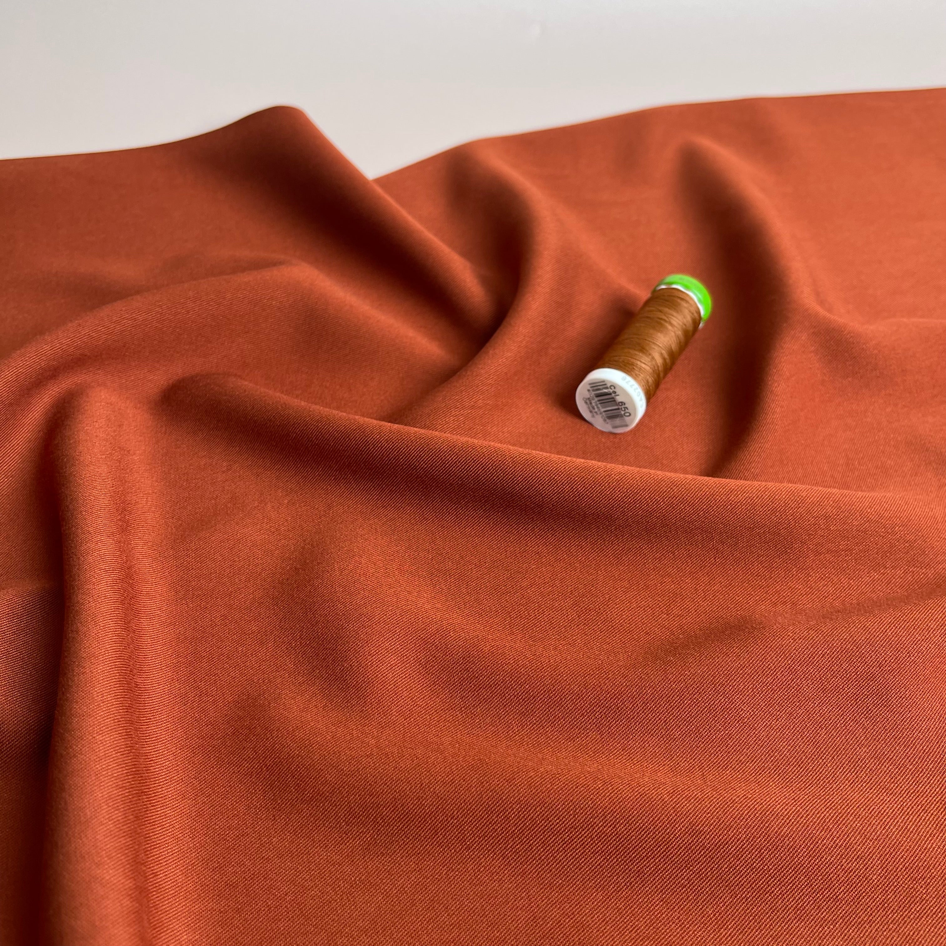 Grandeur Burnt Sienna Viscose Twill Dress Fabric