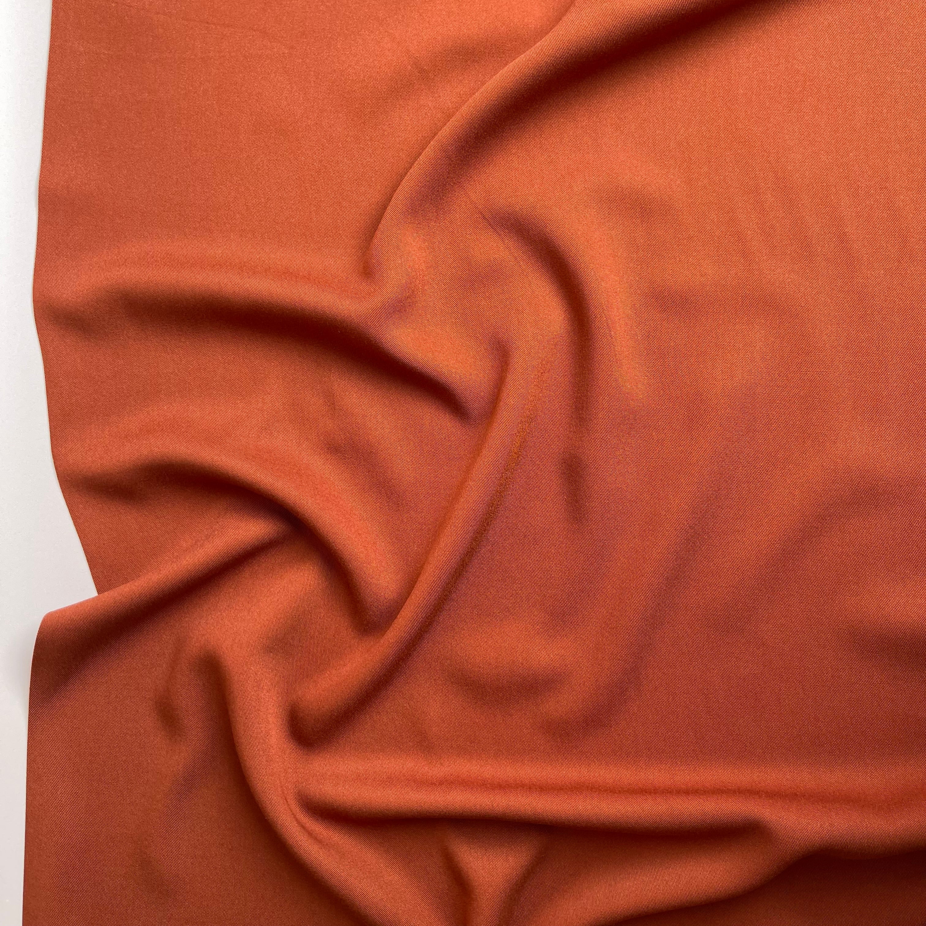 Grandeur Burnt Sienna Viscose Twill Dress Fabric