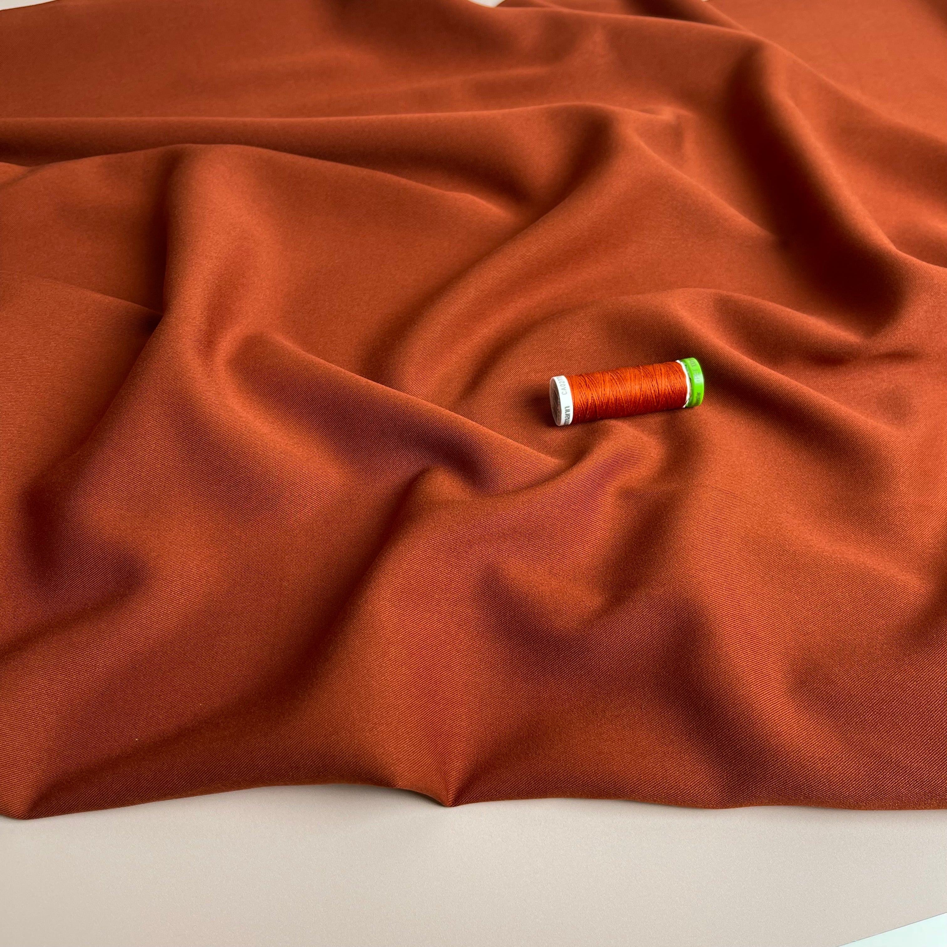 Grandeur Burnt Sienna Viscose Twill Dress Fabric