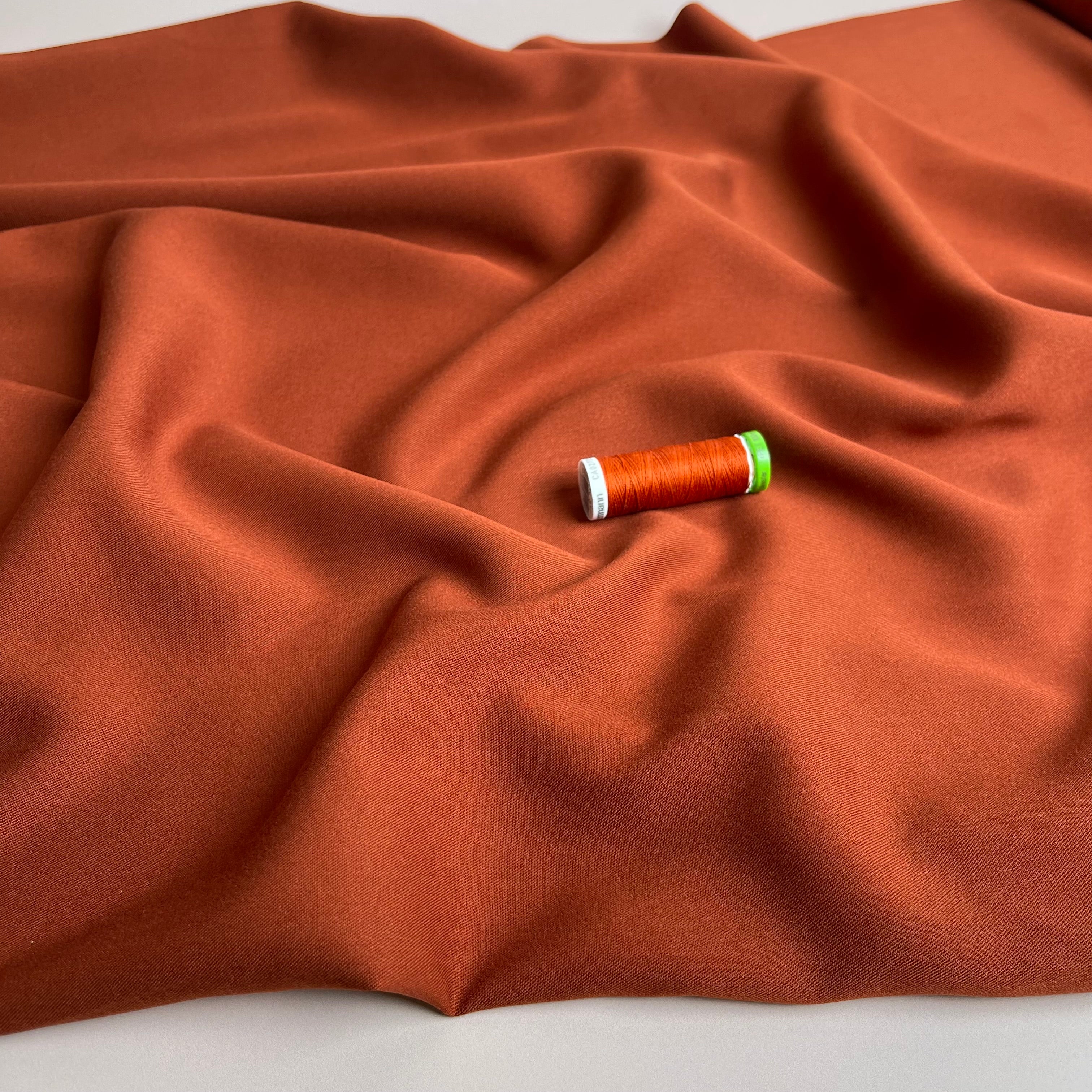 Grandeur Burnt Sienna Viscose Twill Dress Fabric