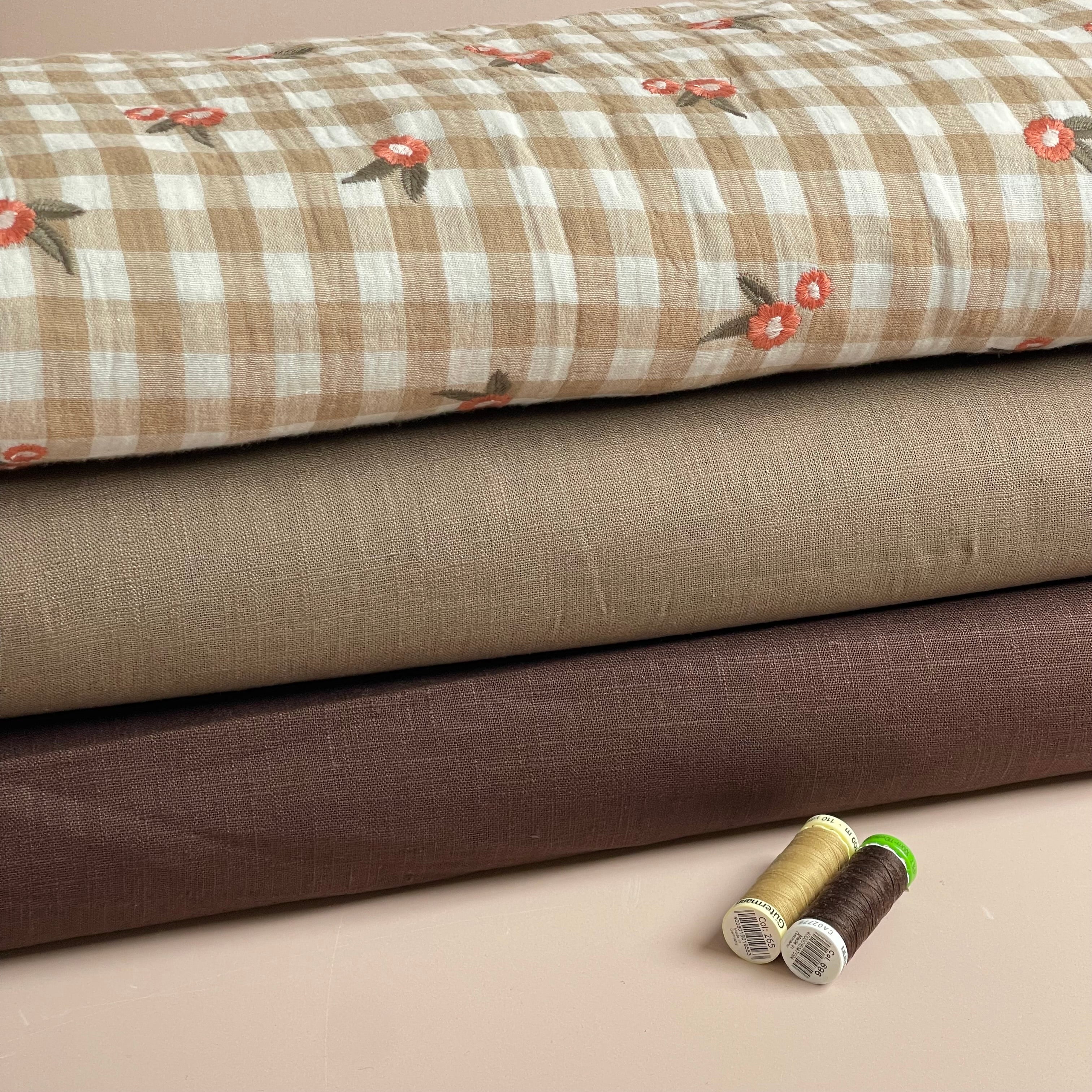 Breeze Walnut - Enzyme Washed Linen Cotton Fabric