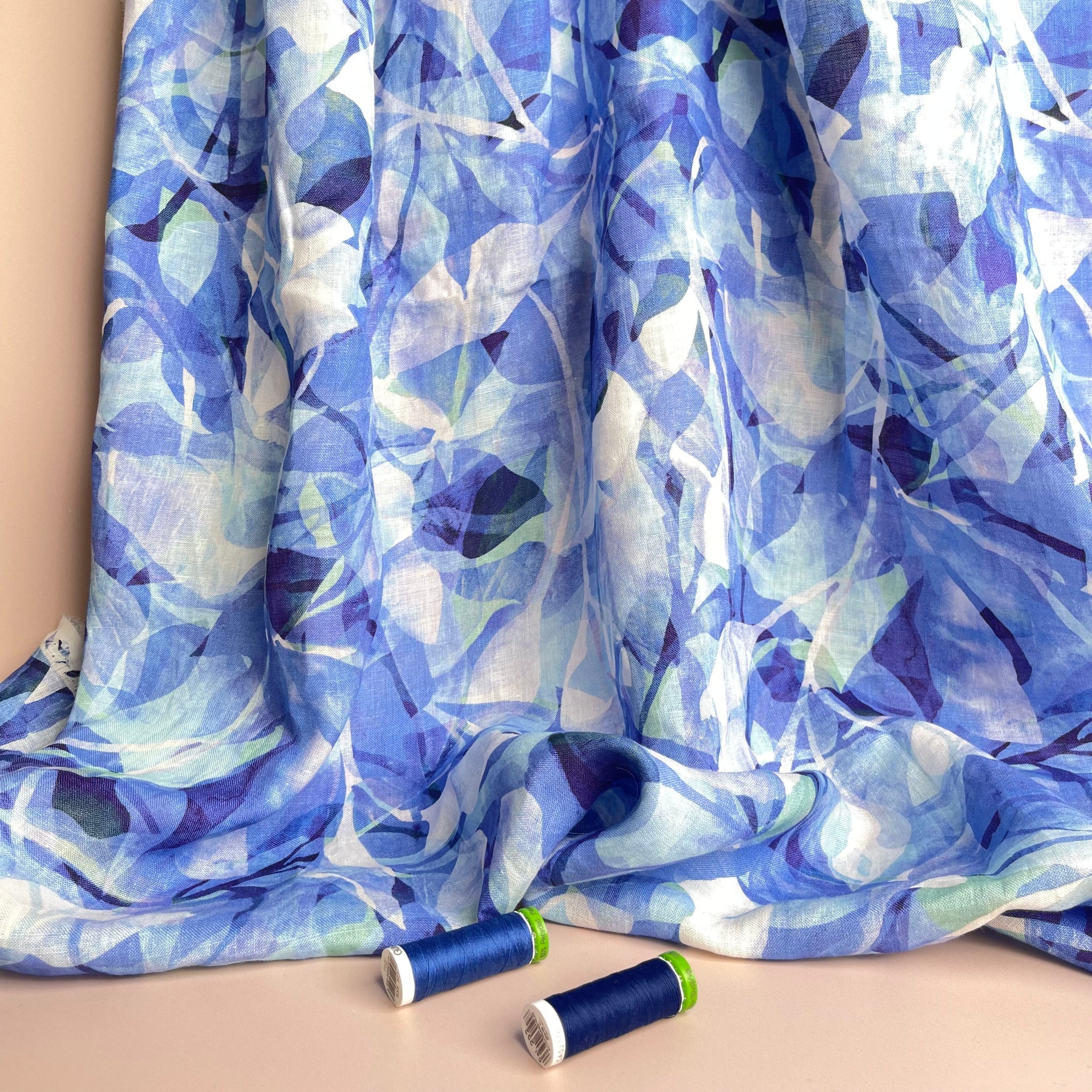 Make an Outfit Colour Bundle - Painted Foliage Ocean Linen & Cotton Jersey