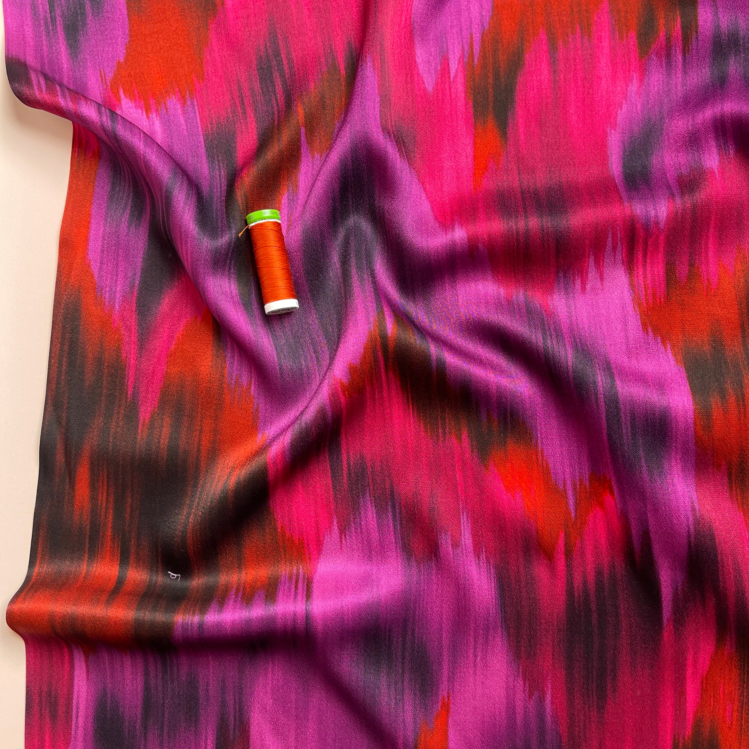 Brush Strokes in Fuchsia Spun Rayon Sateen