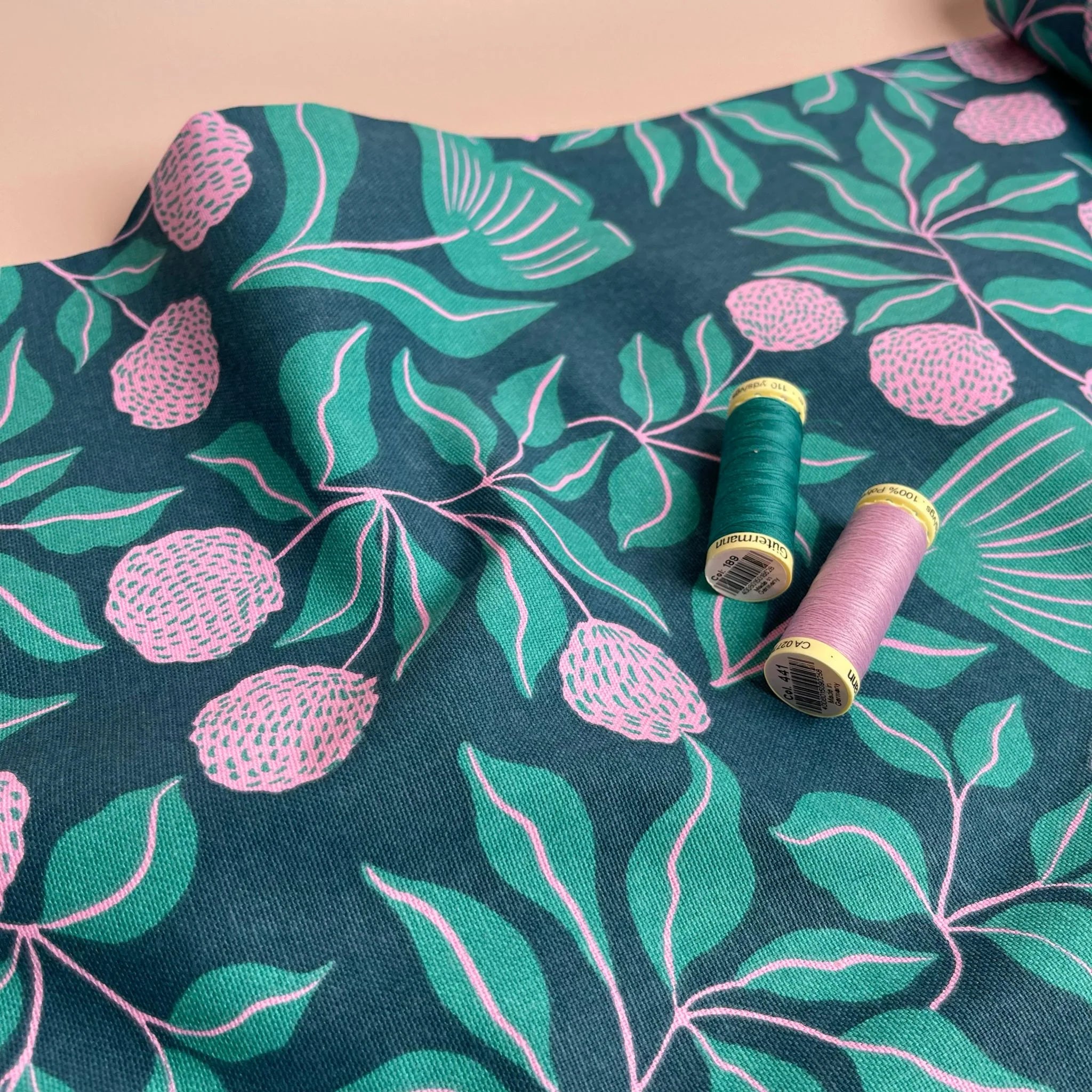 Make an Outfit Colour Bundle - Vines Teal Cotton Canvas with Pure Fine Linen