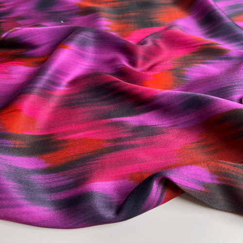 Brush Strokes in Fuchsia Spun Rayon Sateen