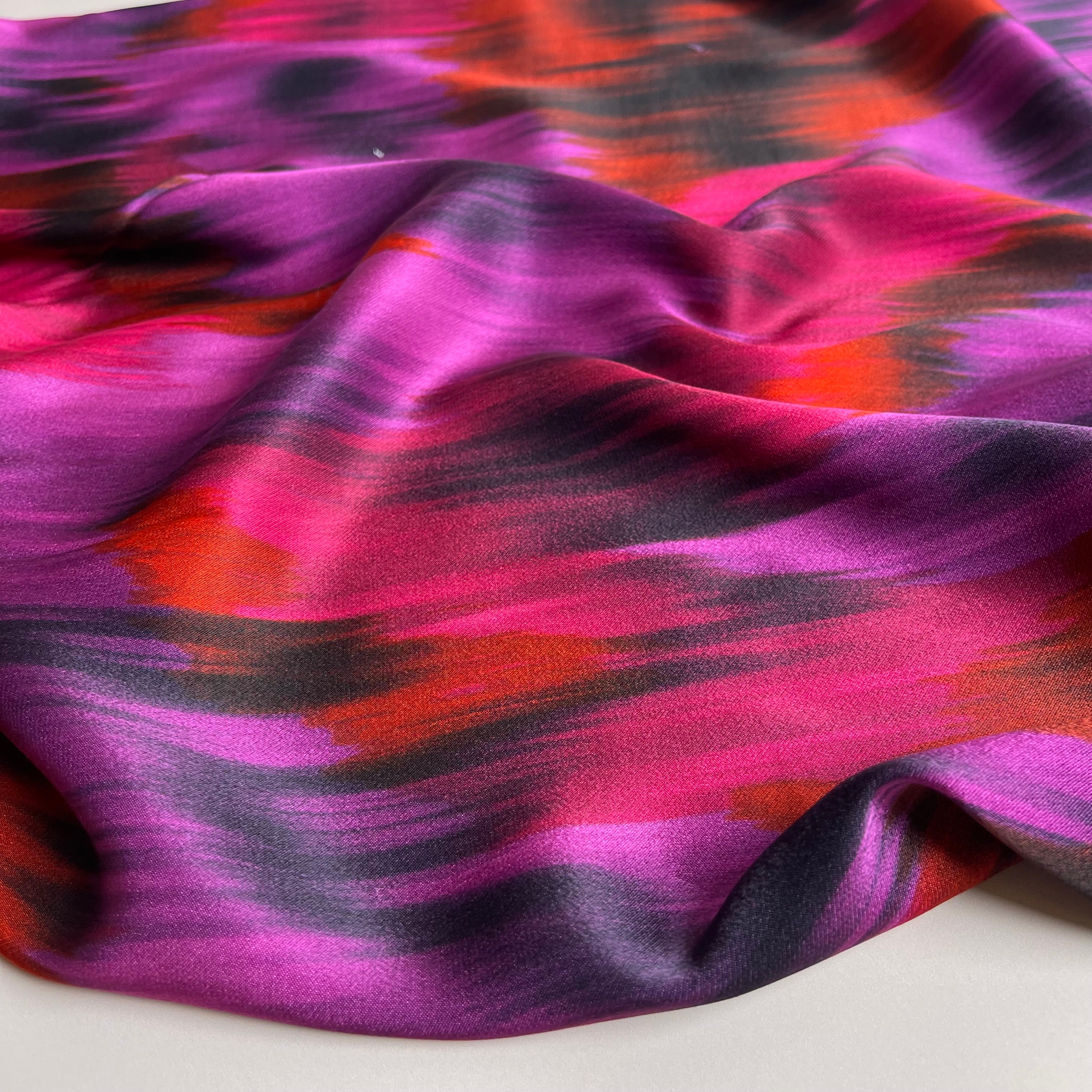 Brush Strokes in Fuchsia Spun Rayon Sateen