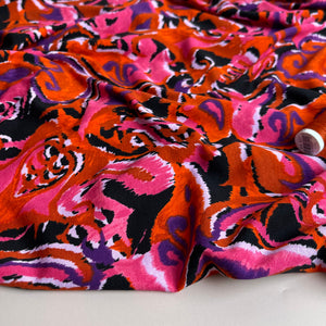 REMNANT 1.38 Metres - Abstract Paisley in Pink & Orange De Luxe Viscose Jersey