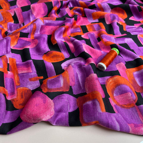 REMNANT 1.76 Metres - Fuchsia Jewels Soft Ponte Interlock Jersey Fabric