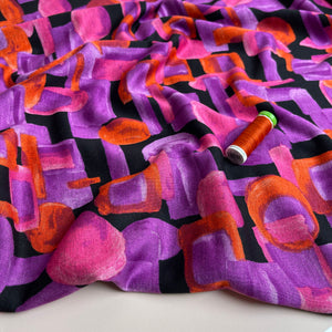 REMNANT 1.76 Metres - Fuchsia Jewels Soft Ponte Interlock Jersey Fabric