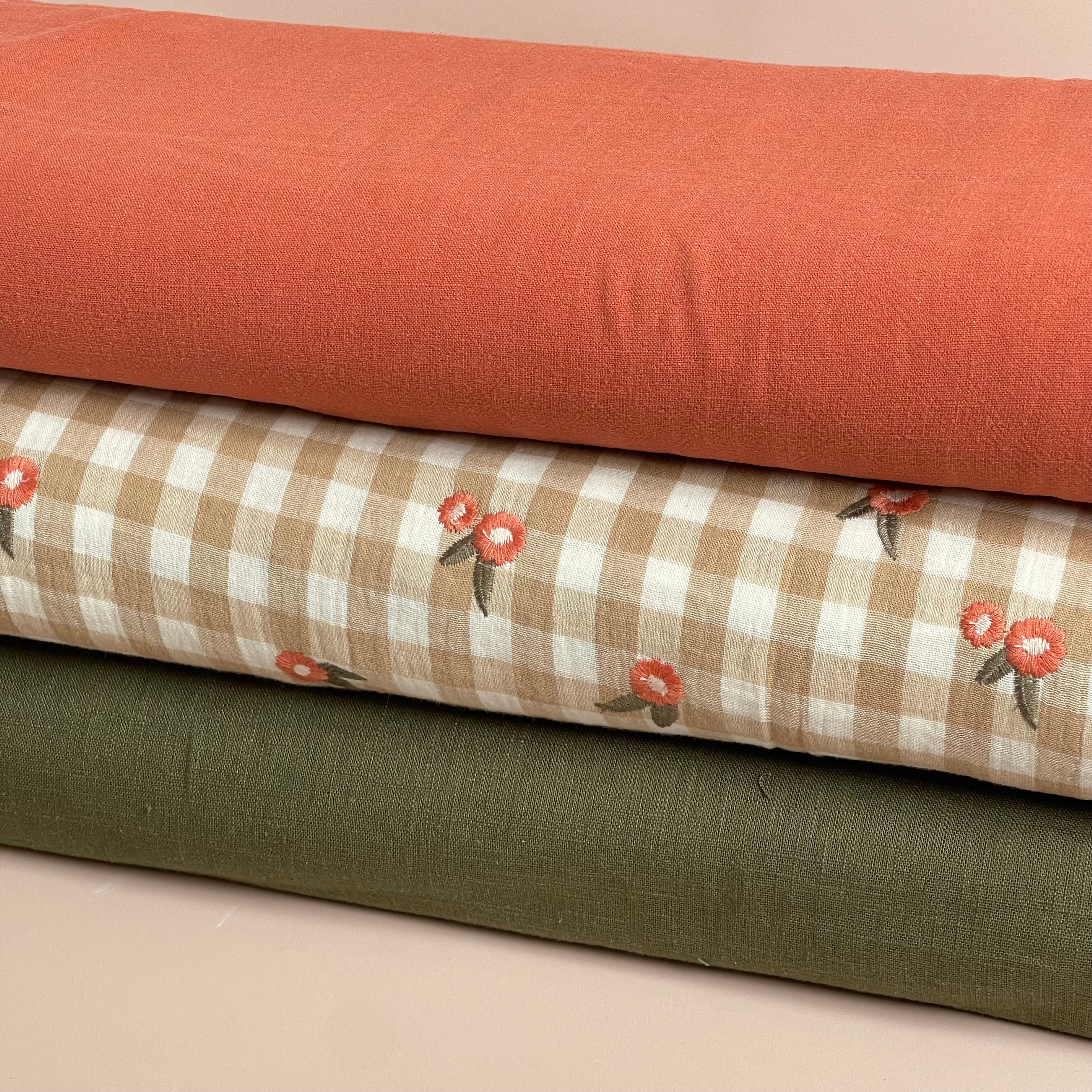 Flow Terracotta Viscose Linen Blend Dress Fabric