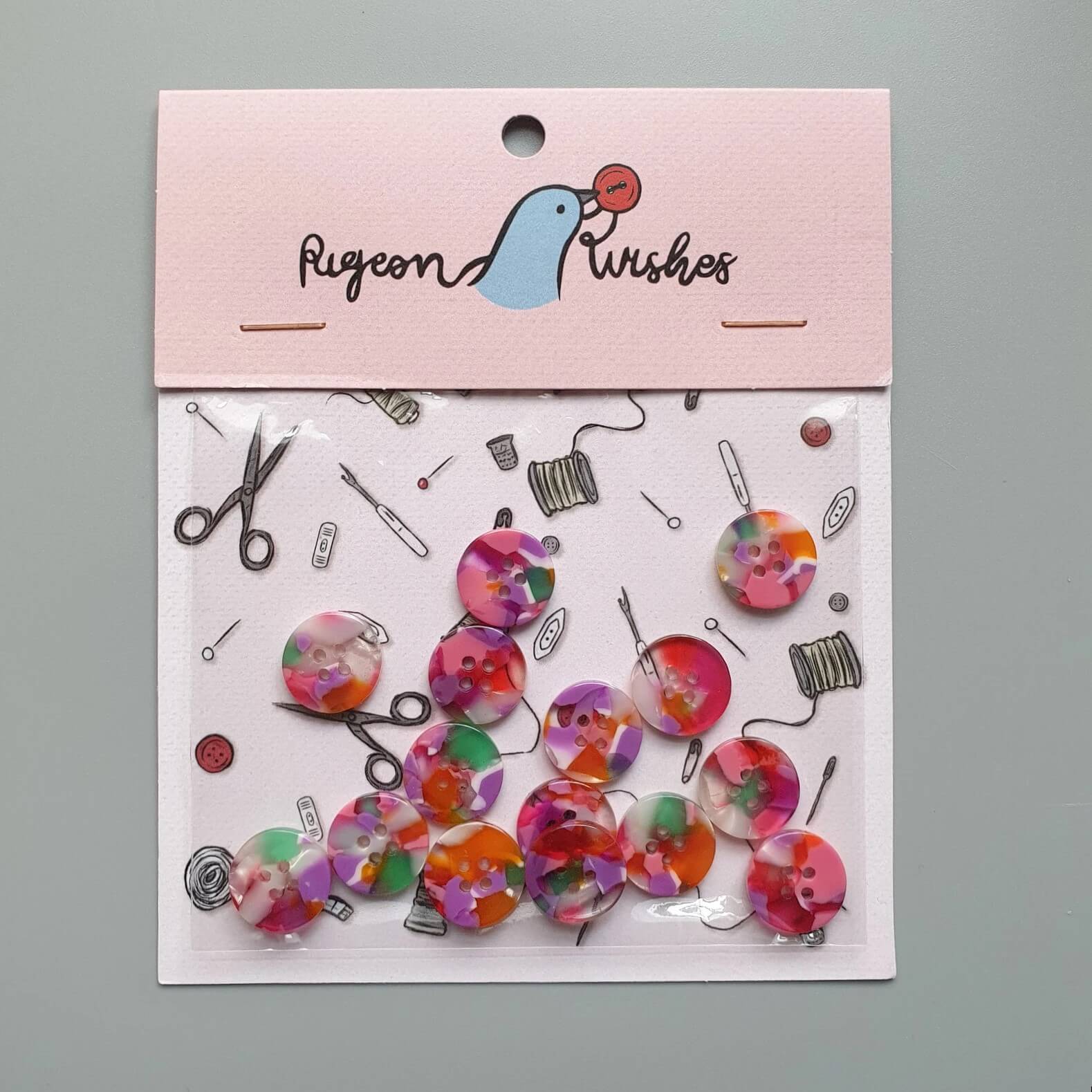 Pigeon Wishes - Bloom 20mm Medium Size Button Set (pack of 10)