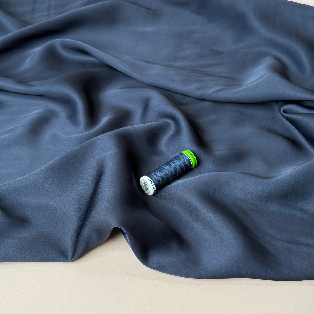 PRE-ORDER - MID SEPTEMBER DELIVERY - Navy Solid Viscose Sateen Fabric