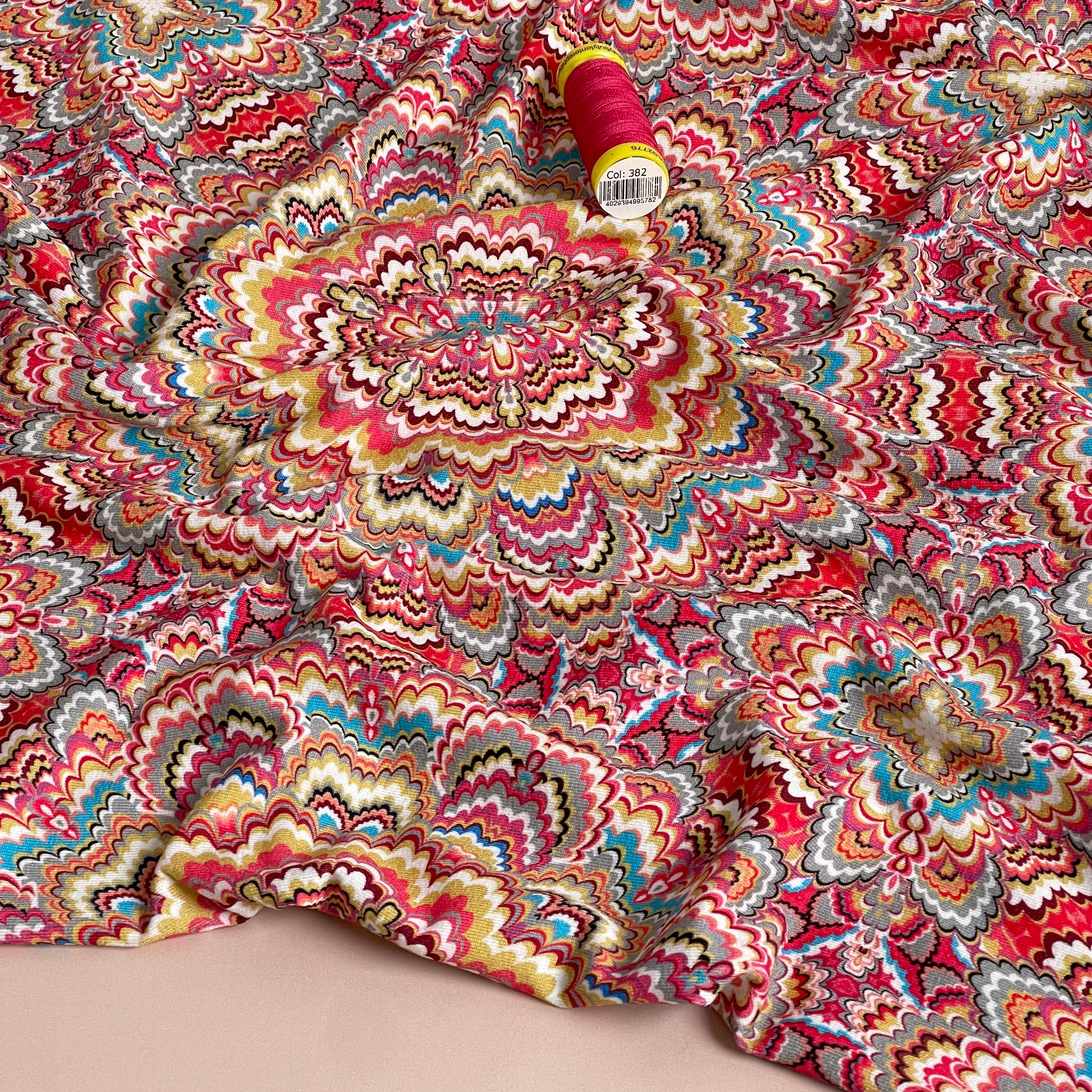 Pink Mandela Viscose Jersey Fabric