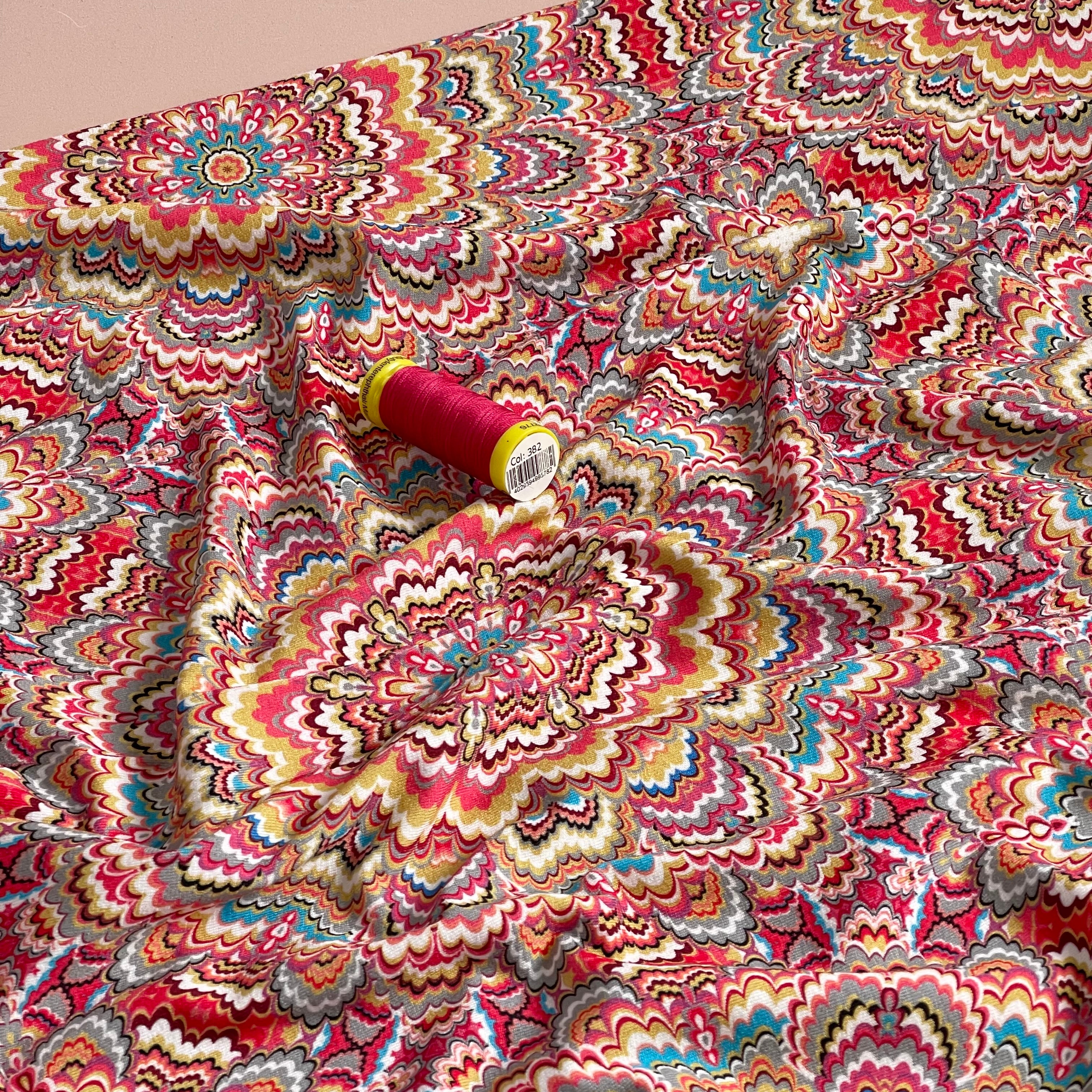 Pink Mandela Viscose Jersey Fabric